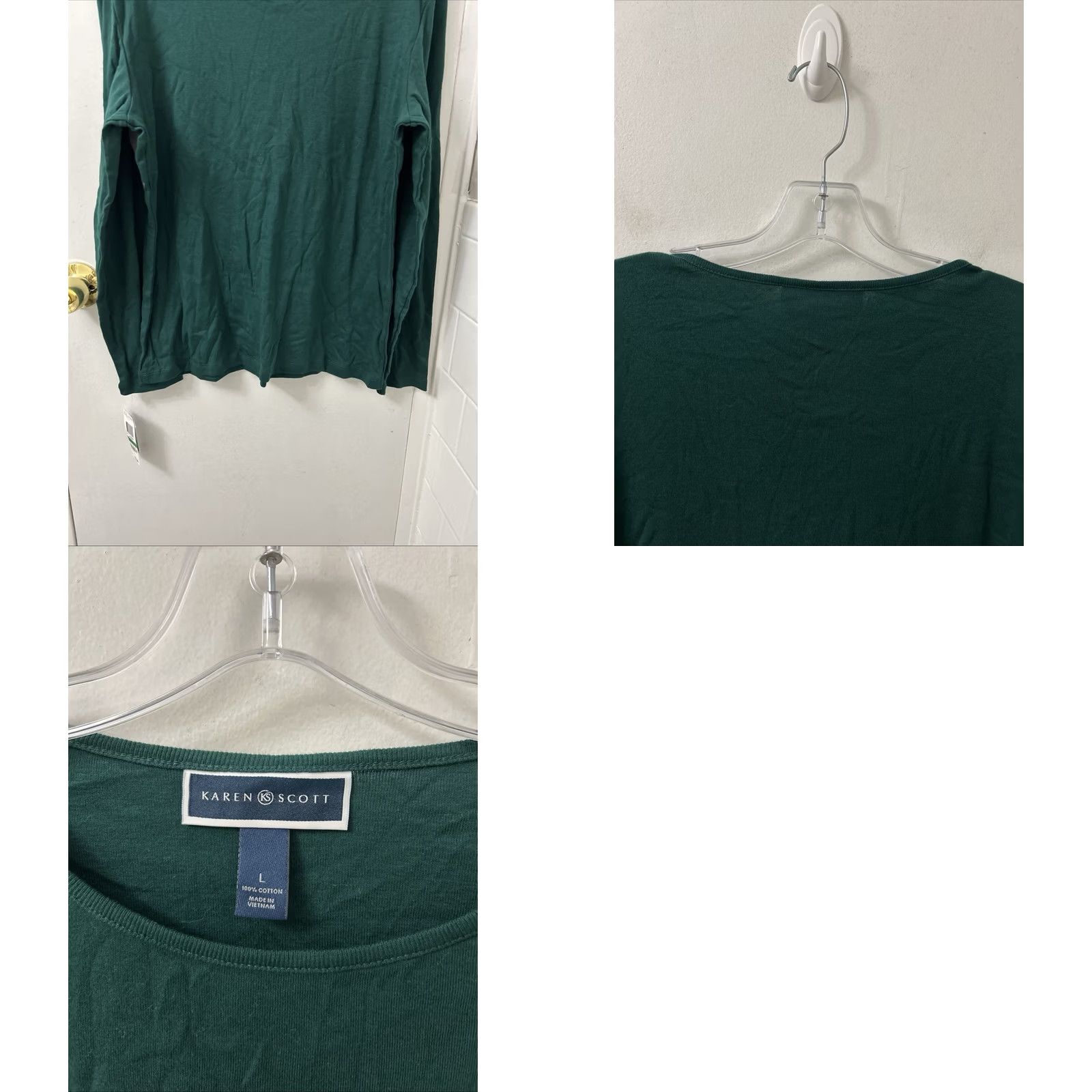 Vintage Karen Scott Womens L Green Christmas Tree Rhinestone Long Sleeve Shirt NWT Size L / US 10 / IT 46 - 8 Thumbnail
