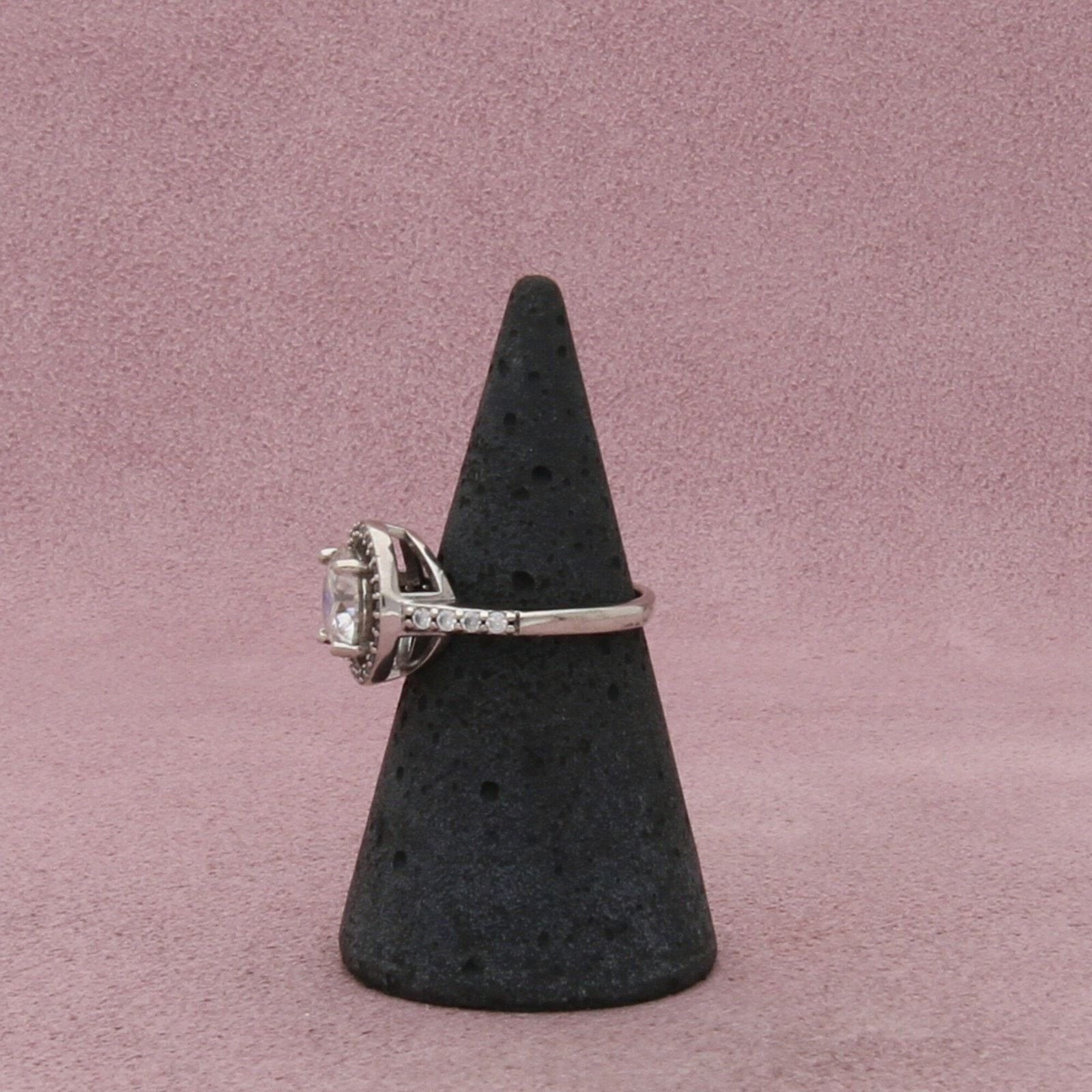 Sterling Silver sterling silver round-cut cz & halo ring size 5.25 Size ONE SIZE - 4 Thumbnail