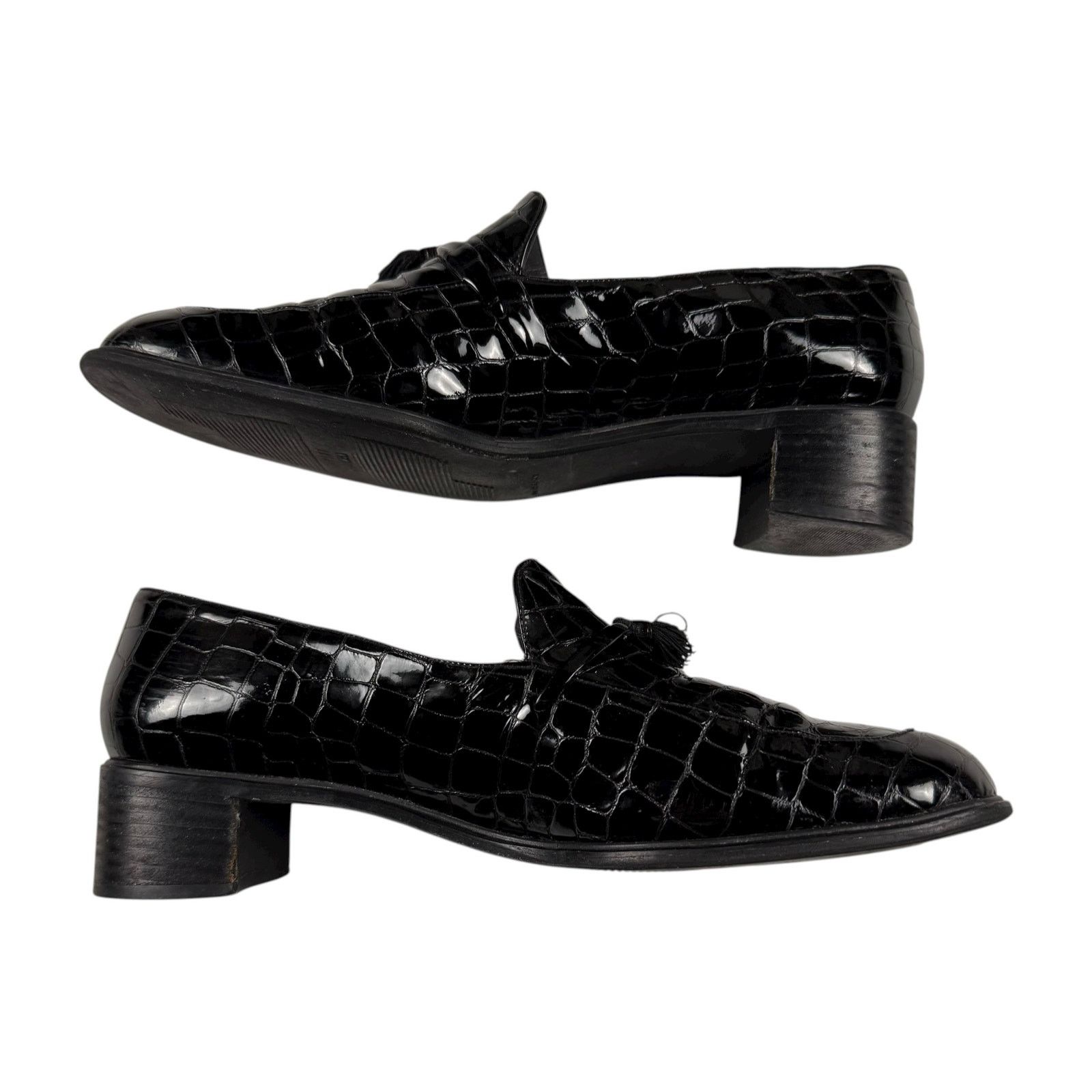 Stuart Weitzman × Vintage Vintage y2k Stuart Weitzman Women's Alligator Tassel Loafers Size US 9.5 / IT 39.5 - 4 Thumbnail