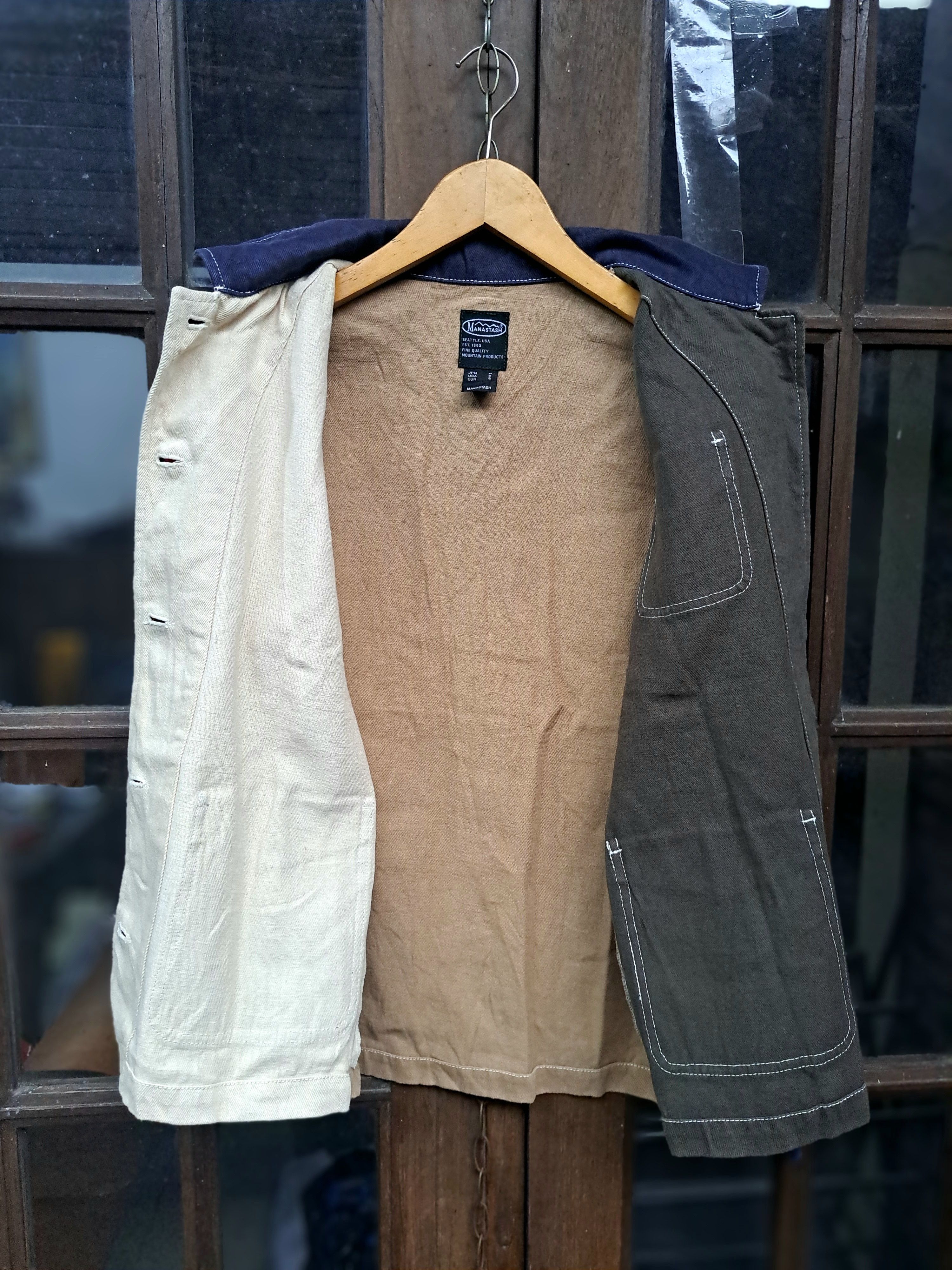 Japanese Brand Manastash Hemp Chore Jacket Colorblock Mens Small USA Size US S / EU 44-46 / 1 - 6 Thumbnail