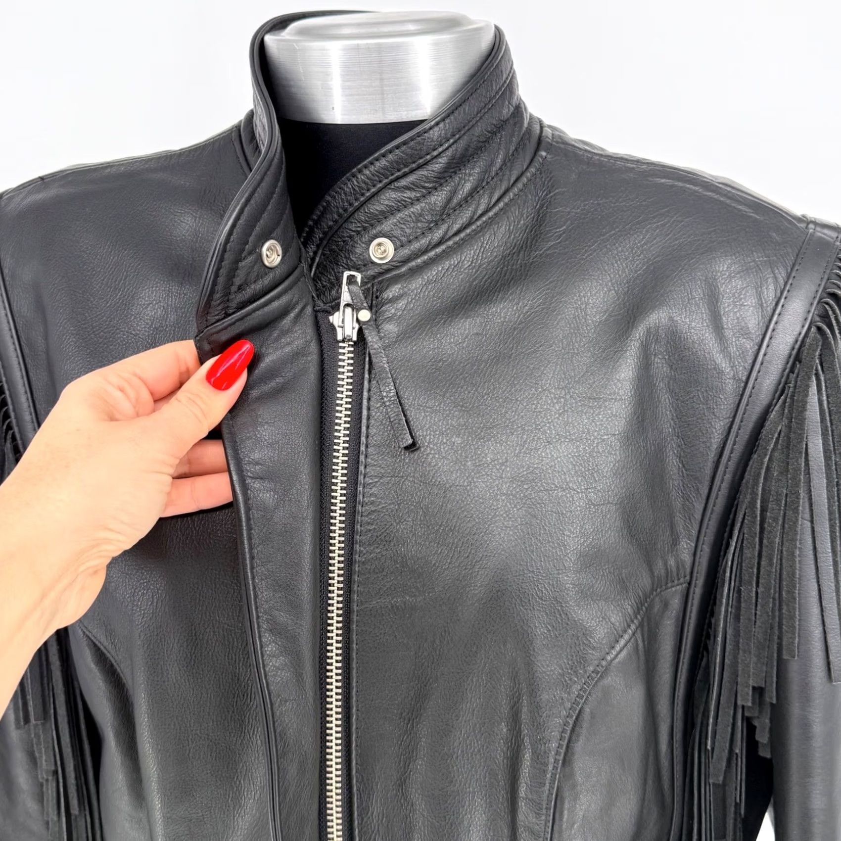 Harley Davidson VINTAGE Harley Davidson Womens Black Leather Fringe Motorcycle Jacket Sz Medium Size M / US 6-8 / IT 42-44 - 3 Thumbnail