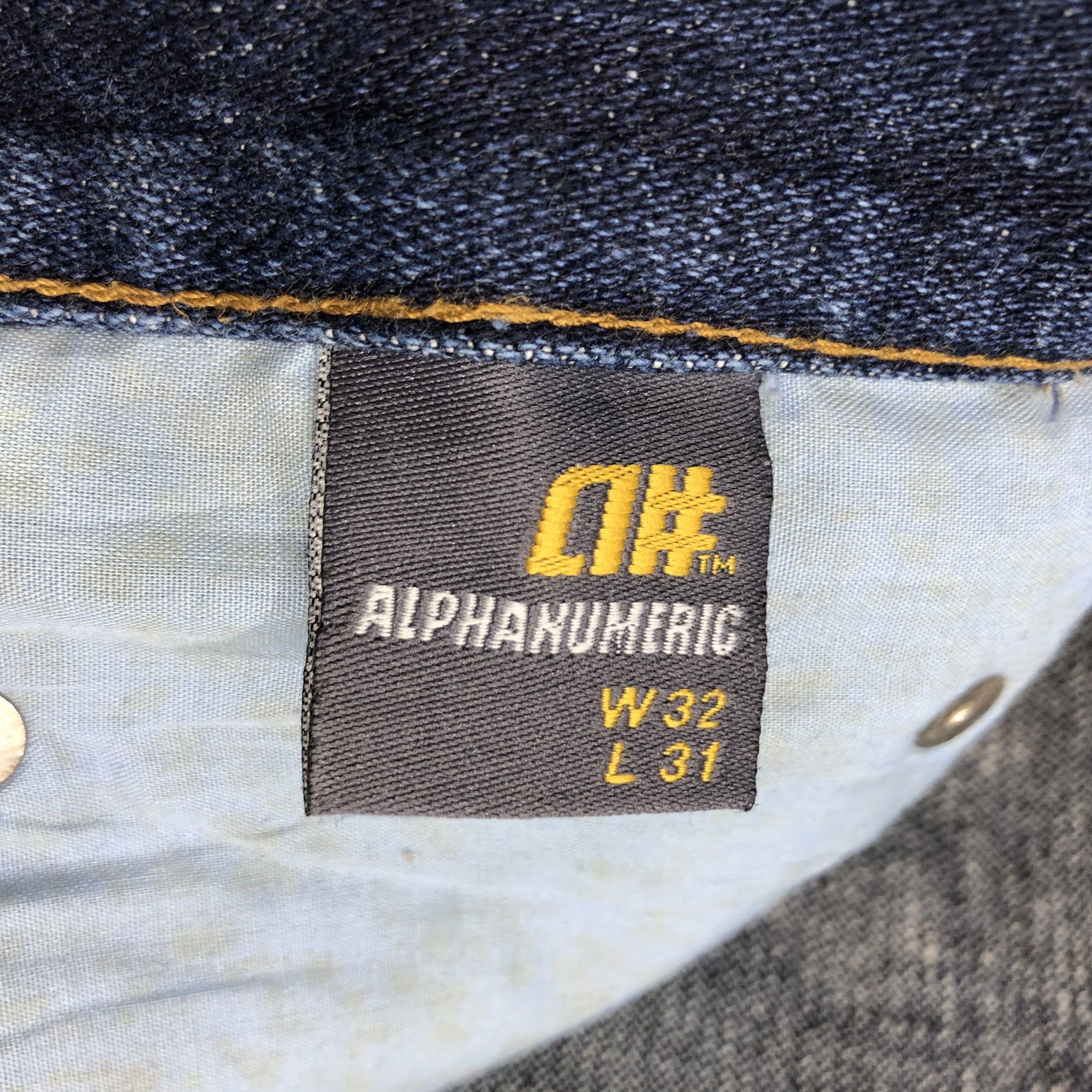 Japanese Brand Alphanumeric Jeans Dark Wash Denim -J2738 Size US 34 / EU 50 - 13 Thumbnail