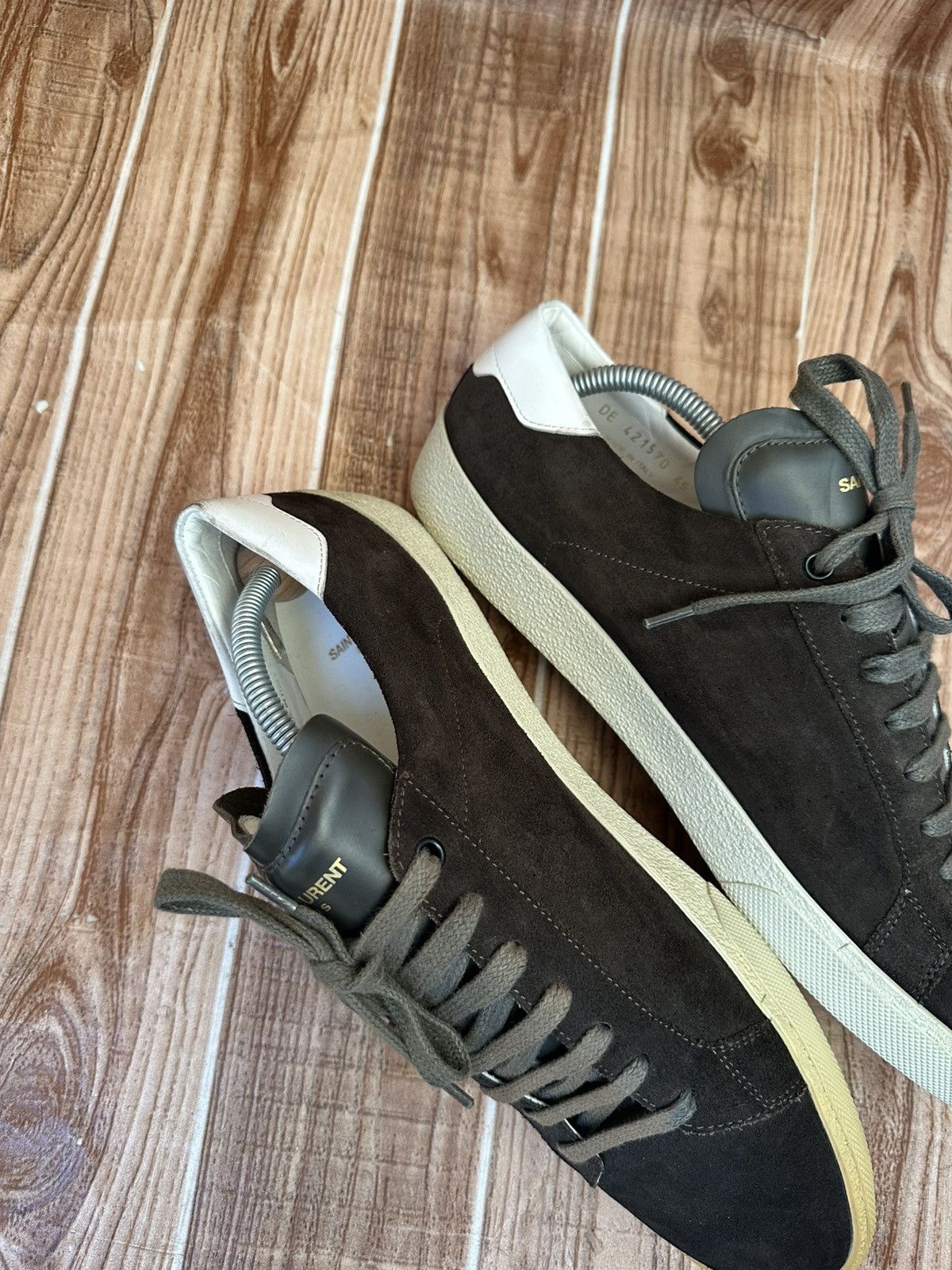 Saint Laurent Paris Saint Laurent HEDI SLI Court Classic Low-Top Suede Trainers Size US 12 / EU 45 - 10 Thumbnail