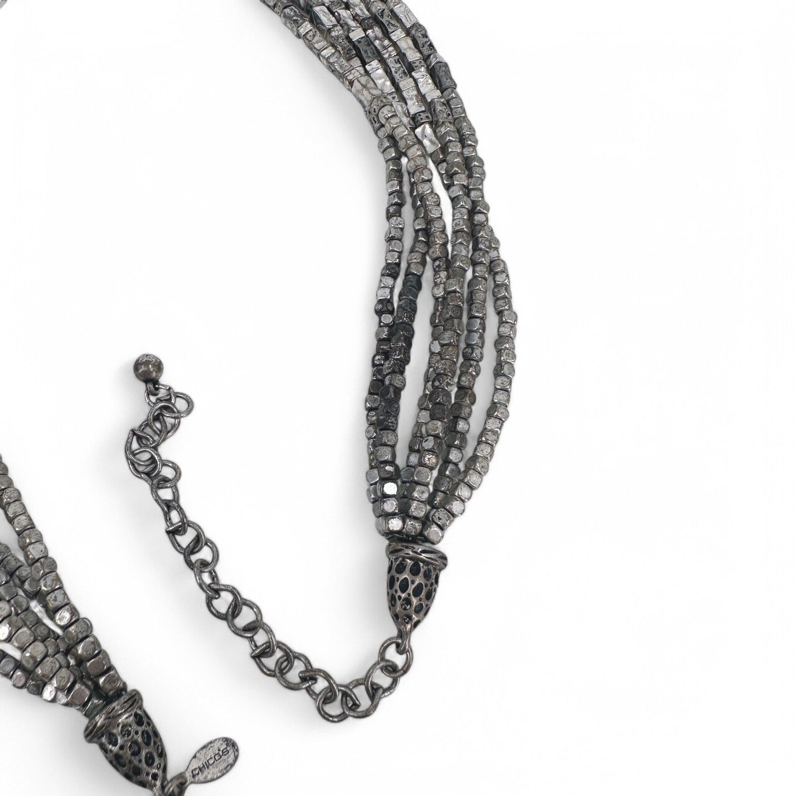 Chicos Chicos Multi Strand Necklace Square Silver Tone Beads Size ONE SIZE - 5 Thumbnail