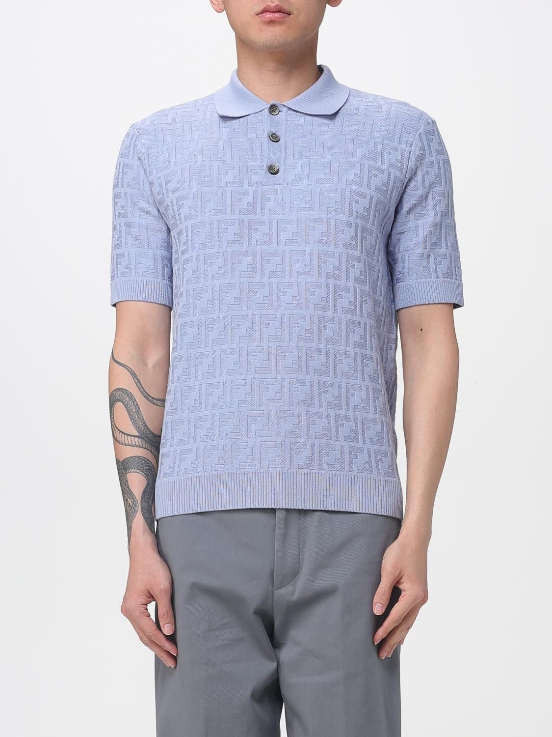 Fendi Fendi Polo Shirt Men Blue Size US XL / EU 56 / 4 - 1 Thumbnail