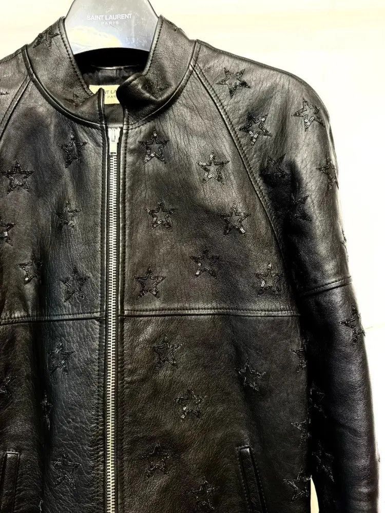 Saint Laurent Paris Sz 50 Saint Laurent Paris 15AW Star Pattern Leather Jacket Size US M / EU 48-50 / 2 - 2 Thumbnail