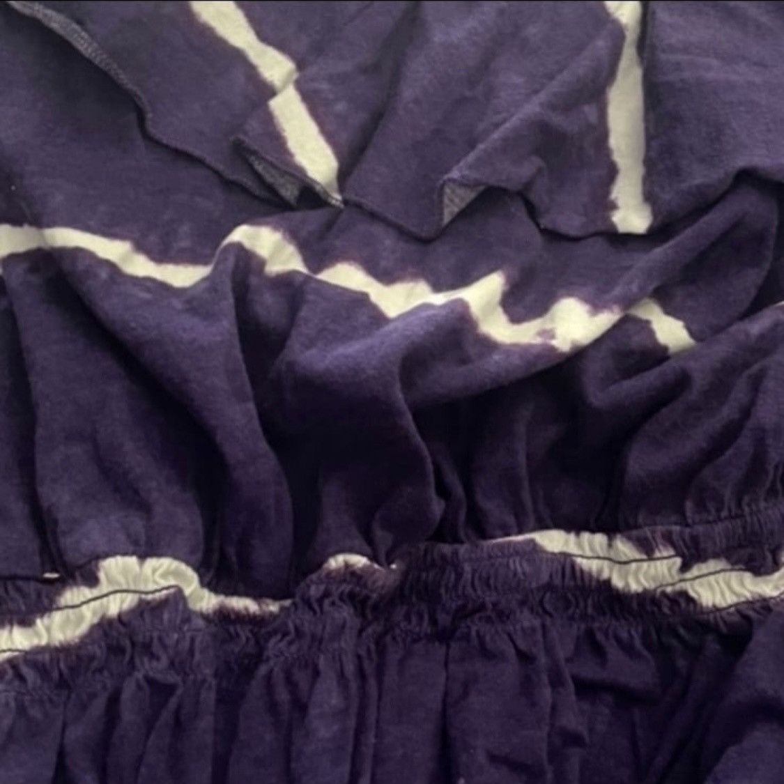 Mossimo Purple & white empire waist tie-dye ruffle cold shoulder Size L / US 10 / IT 46 - 2 Thumbnail
