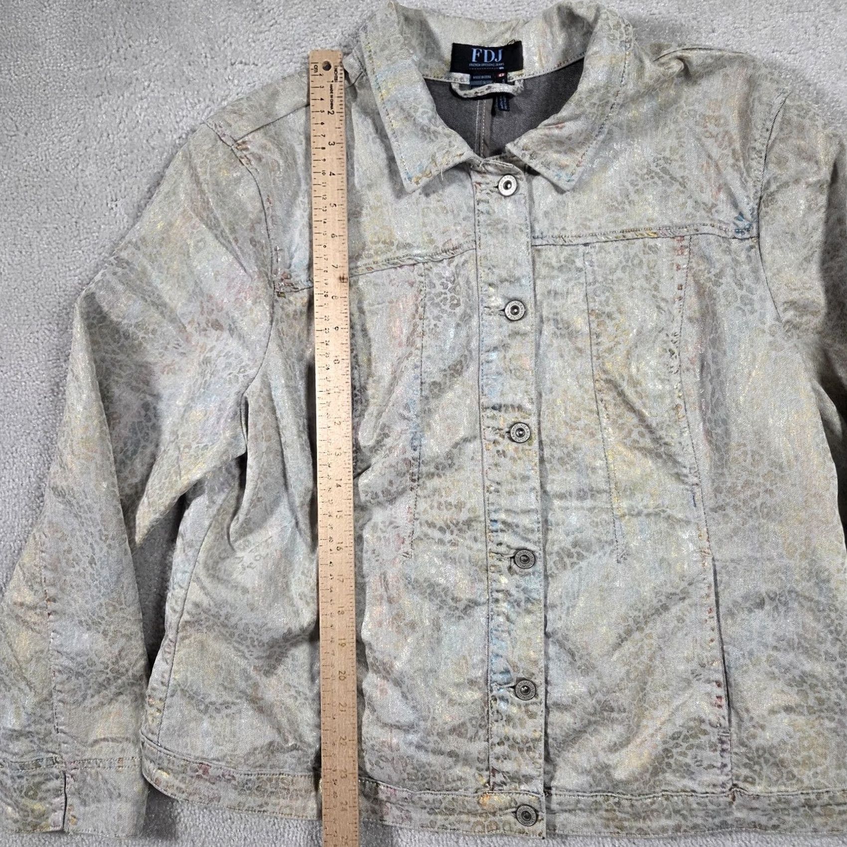 Vintage FDJ French Dressing Jacket Womens XL Gray Animal Print Denim Button Front Size XL / US 12-14 / IT 48-50 - 7 Thumbnail