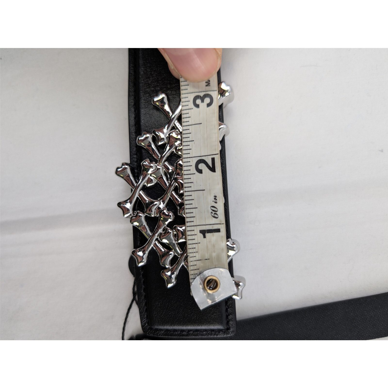 Amiri o1rshd1 Size: 85 / Bones Stacked Belt in Black Size 34 - 9 Thumbnail
