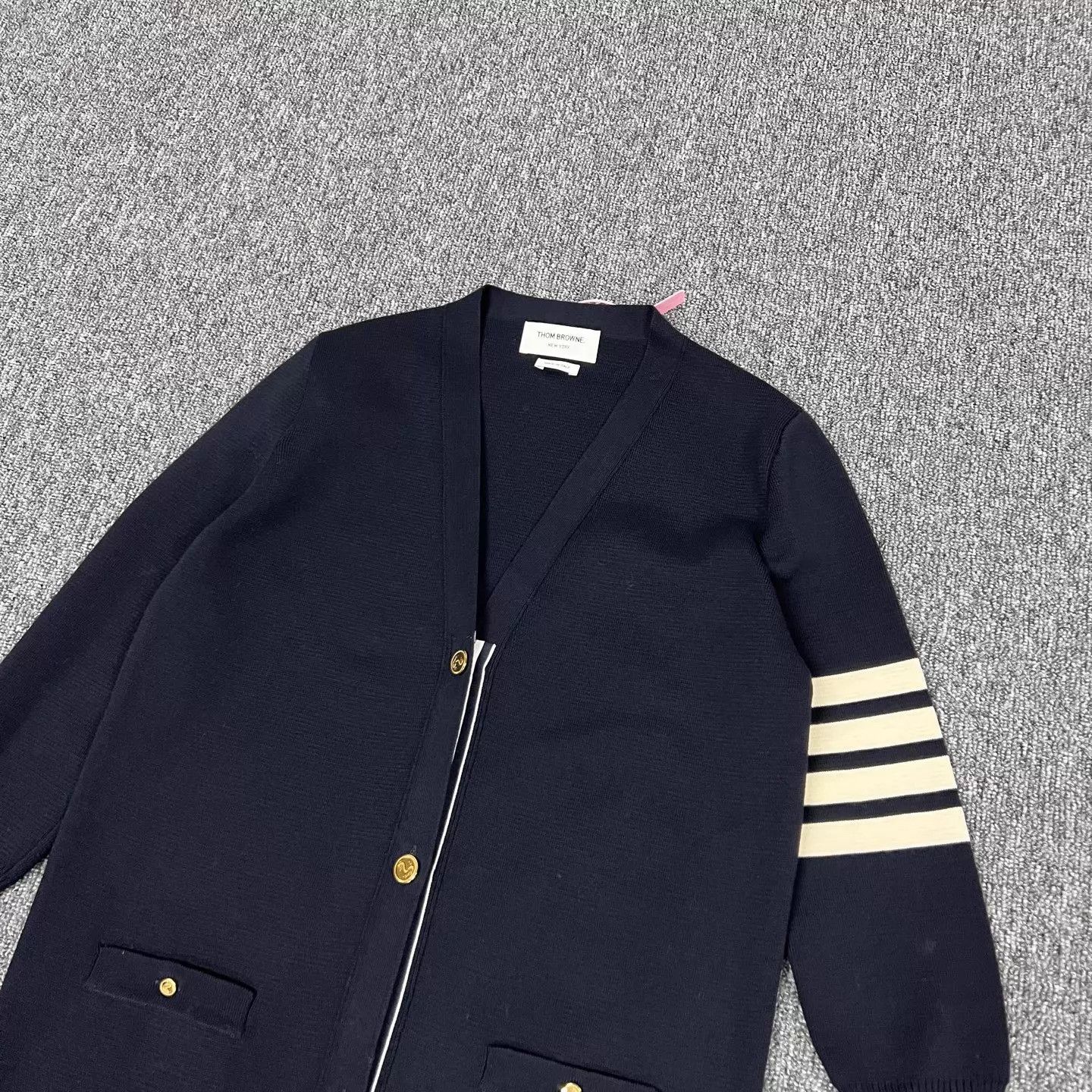 Thom Browne TB 4-Stripe Long Knit Cardigan Navy 38 99 New Size XS / US 0-2 / IT 36-38 - 3 Thumbnail