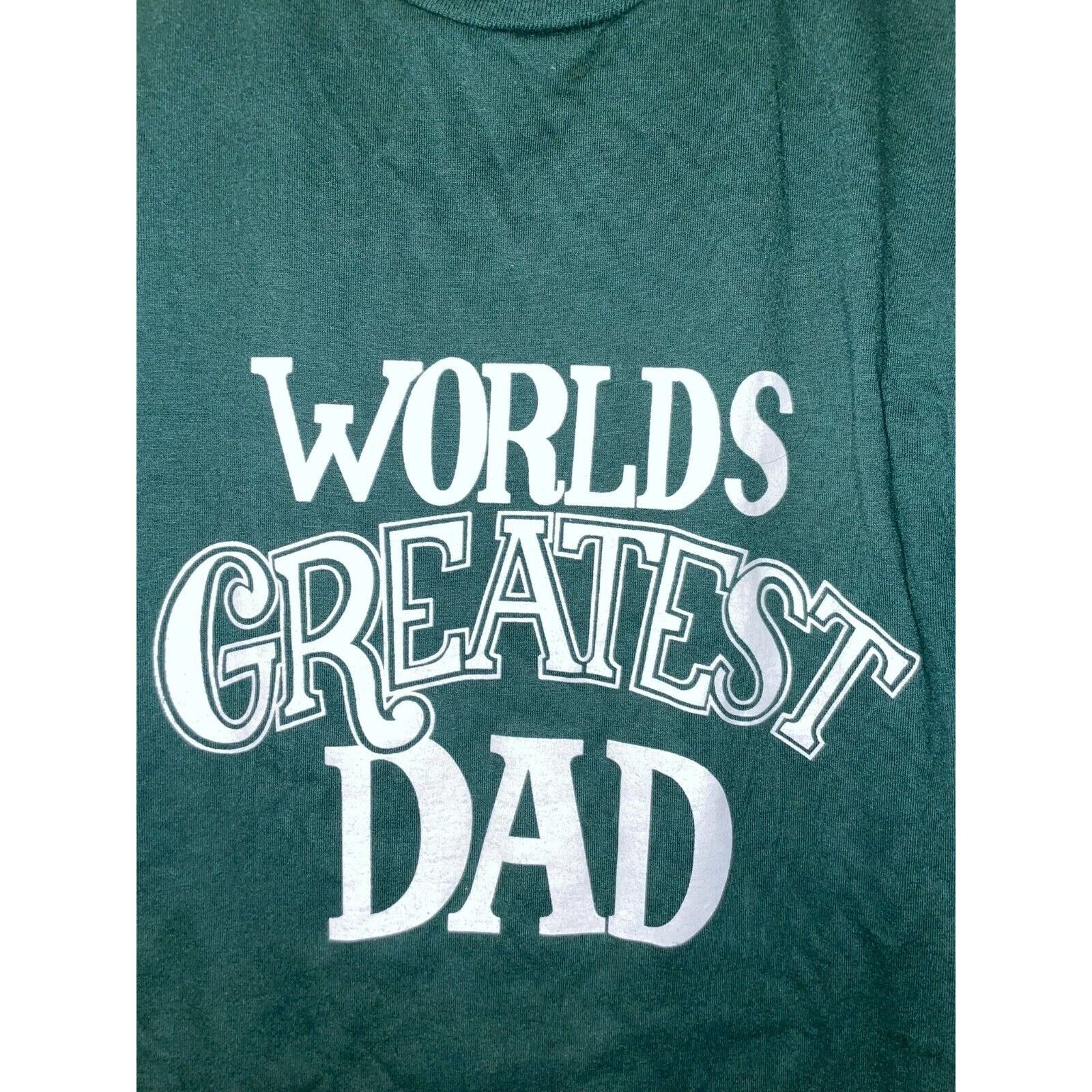 Jerzees Vintage Worlds Greatest Dad Shirt Green Tee VTG USA 90s S Size US S / EU 44-46 / 1 - 2 Thumbnail