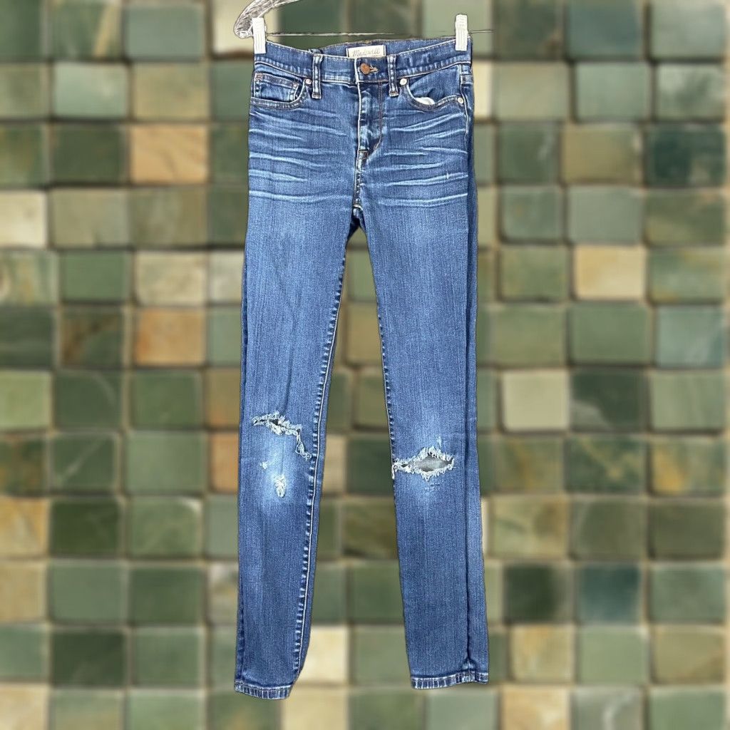 Madewell VINTAGE? [Wait] Madewell High Rise Skinny Jeans Women 24 Blue Distressed Adult Womens Skinny Jeans 24 Blue Distressed Size 42" / US 20 - 1 Thumbnail