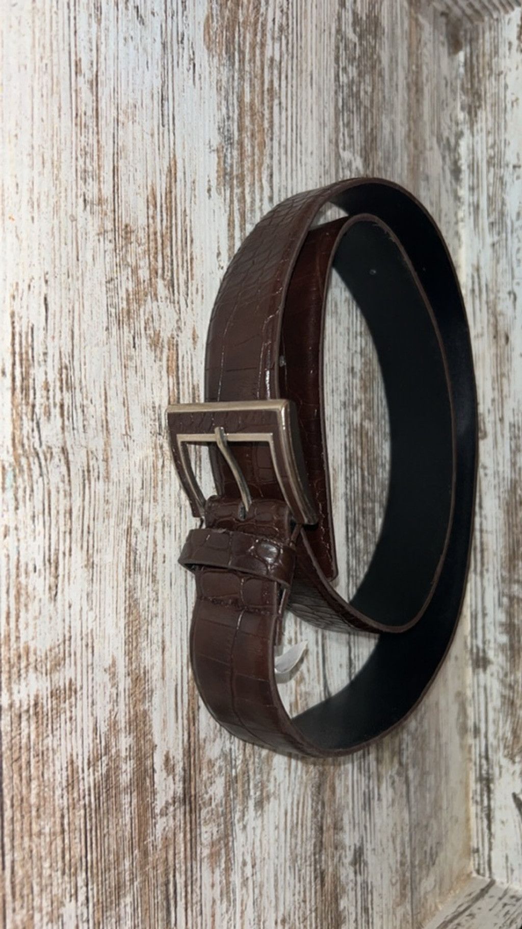 The Unbranded Brand Women's Unbranded Brown & Black Croc Embossed Belt One Size Size 32 - 1 Thumbnail