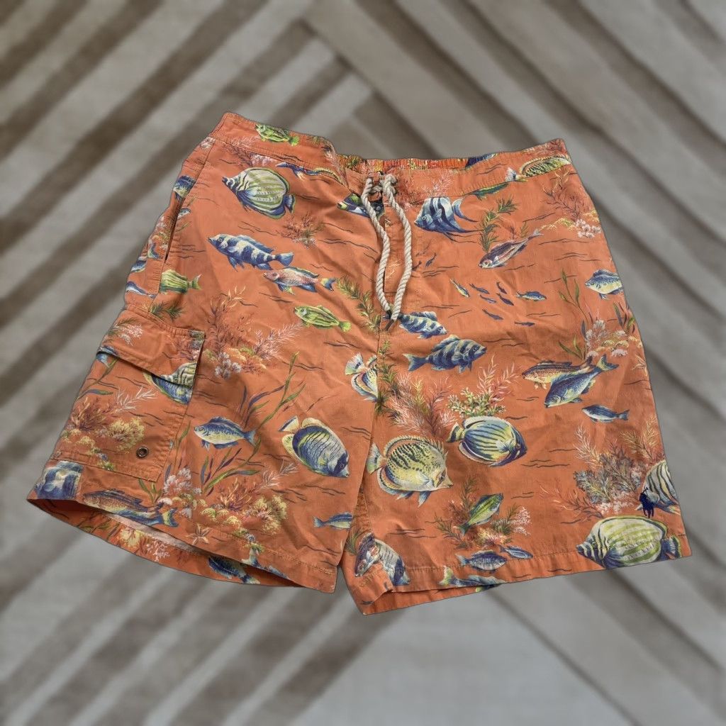 Polo Ralph Lauren Vintafe Polo Ralph Lauren Tropical Fish Lined Swimming Trunks Shorts Mens XL Size US XL / EU 56 / 4 - 1 Thumbnail