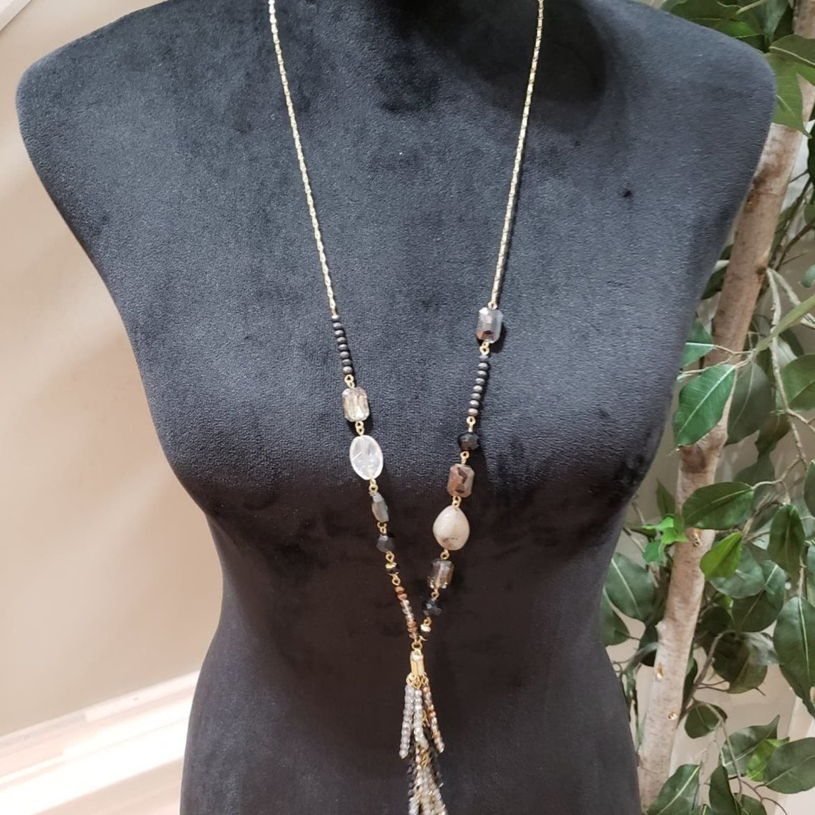 Other Time and Tru Womens Rhinestones Beaded Fringe Necklace Size ONE SIZE - 2 Thumbnail