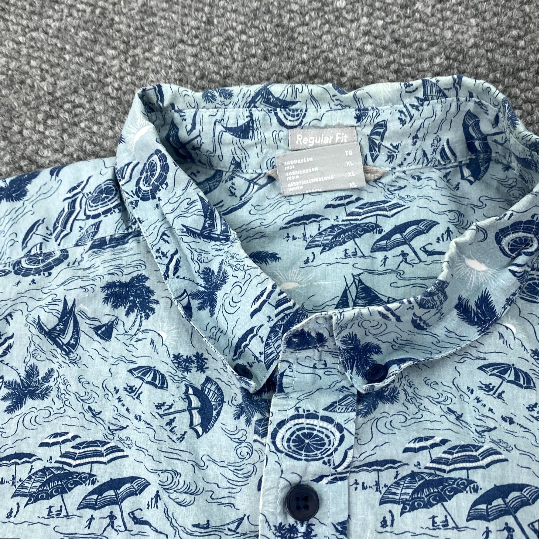ALOHAS Columbia Hawaiian Shirt Mens XL Blue Short Sleeve Button-Up Tropical Graphic Print Size US XL / EU 56 / 4 - 4 Thumbnail