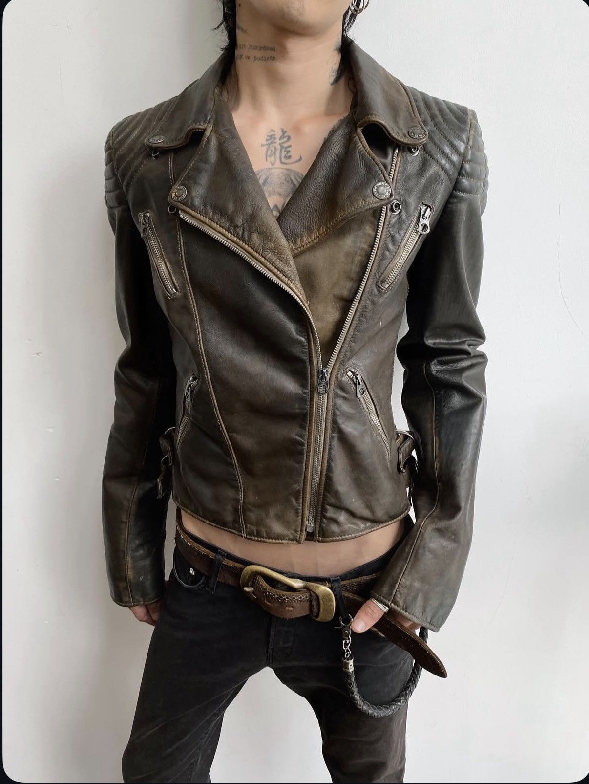 14th Addiction GAS Leather Biker Jacket Size US S / EU 44-46 / 1 - 2 Thumbnail