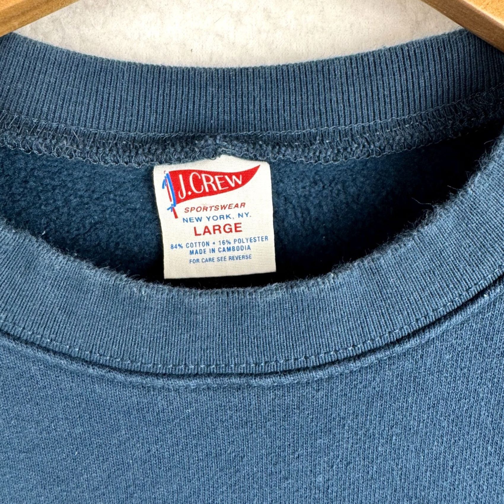 J.Crew VINTAGE J.CREW Sweatshirt Mens Large Blue Crew Neck Fleece Pullover with Pockets Jacket/Coat? Size US L / EU 52-54 / 3 - 5 Thumbnail