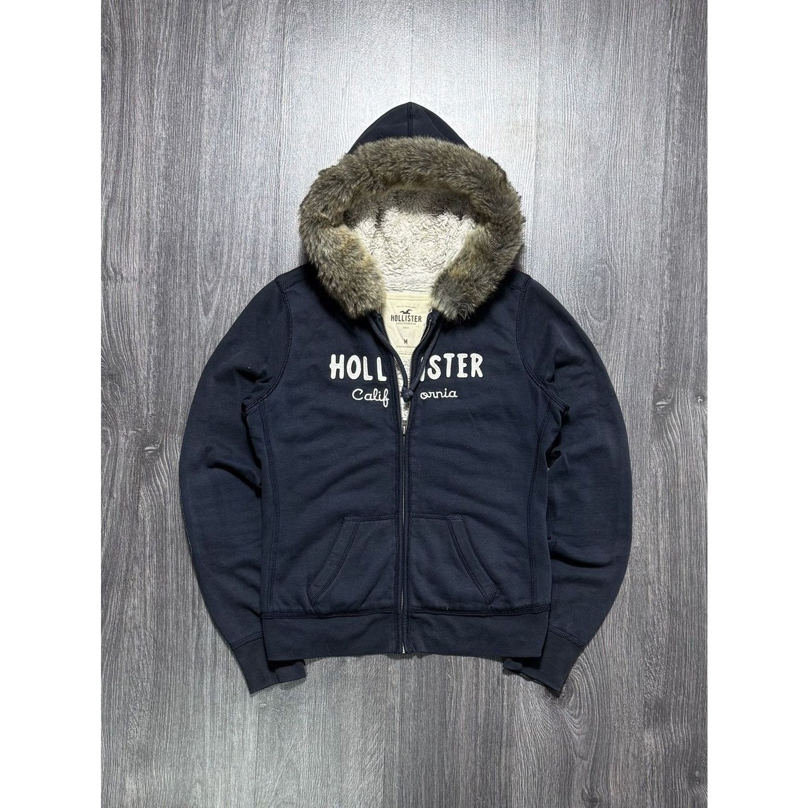 Japanese Brand Faux Fur Red Black Striped Hoodie