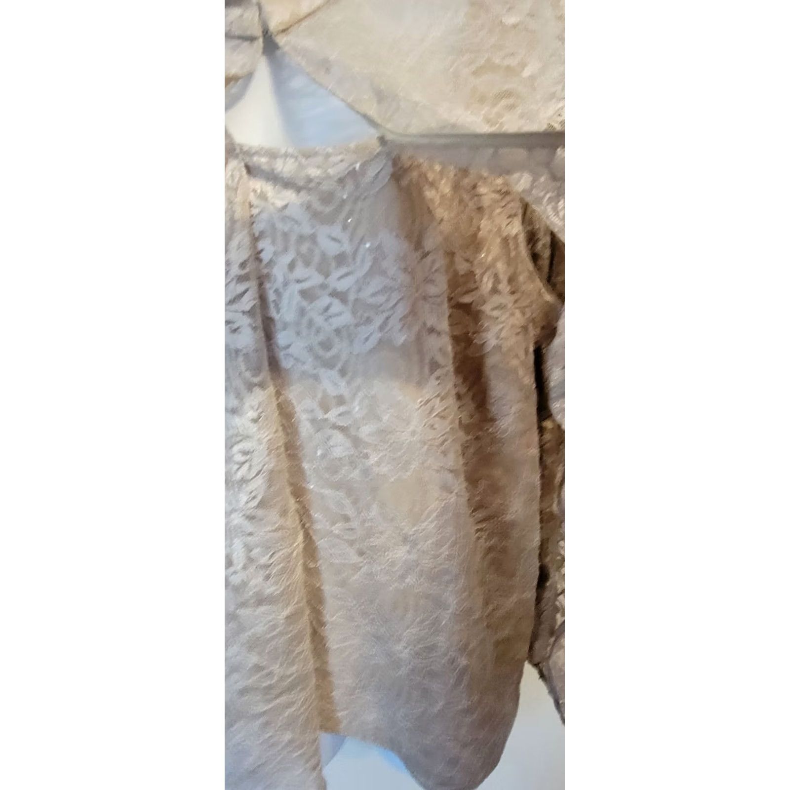 Alex Evenings VINTAGE 90s Alex Evenings Champagne Sparkle Lace 2 Pc Layered Top Jacket 3X Size XXL / US 16-18 / IT 52-54 - 5 Thumbnail