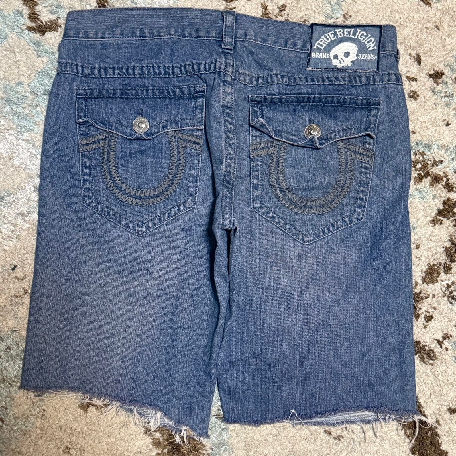 True Religion True Religion Cut Off Jean Shorts Size 38 Skull Logo Y2K Size US 38 / EU 54 - 1 Thumbnail