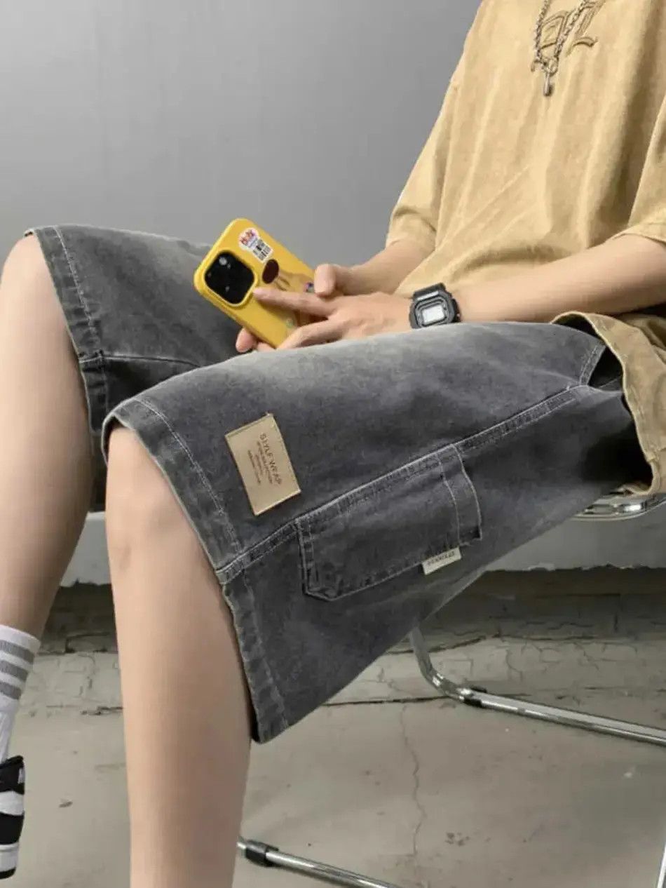 Japanese Brand Retro washed straight leg denim shorts Size US 32 / EU 48 - 2 Thumbnail