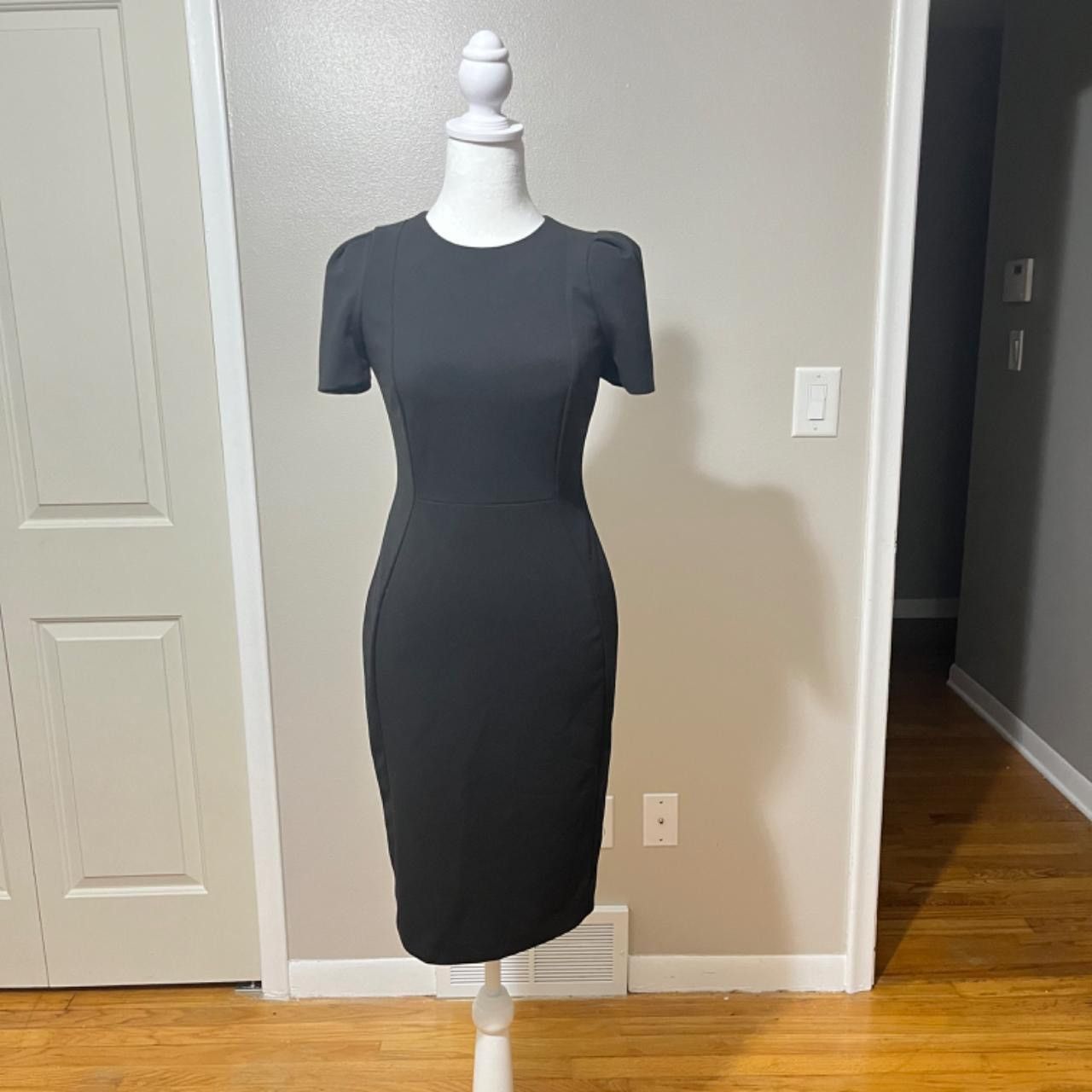 Calvin Klein Calvin Klein Black Bodycon Women’s Tulip-Sleeve Sheath Dress Size XS / US 0-2 / IT 36-38 - 2 Thumbnail