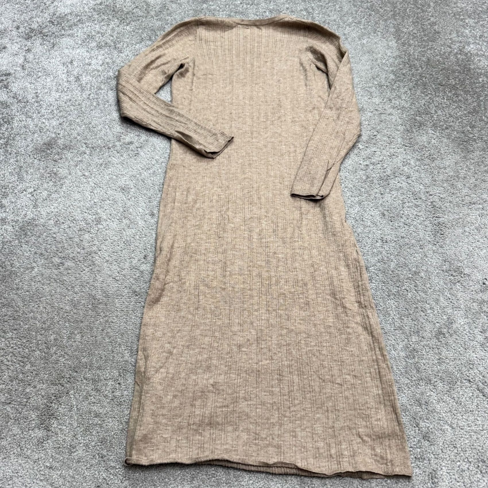 Asos ASOS Maternity Ribbed Knit Midi Dress Women 6 Brown Long Sleeve Side Slit Dress Size M / US 6-8 / IT 42-44 - 2 Thumbnail