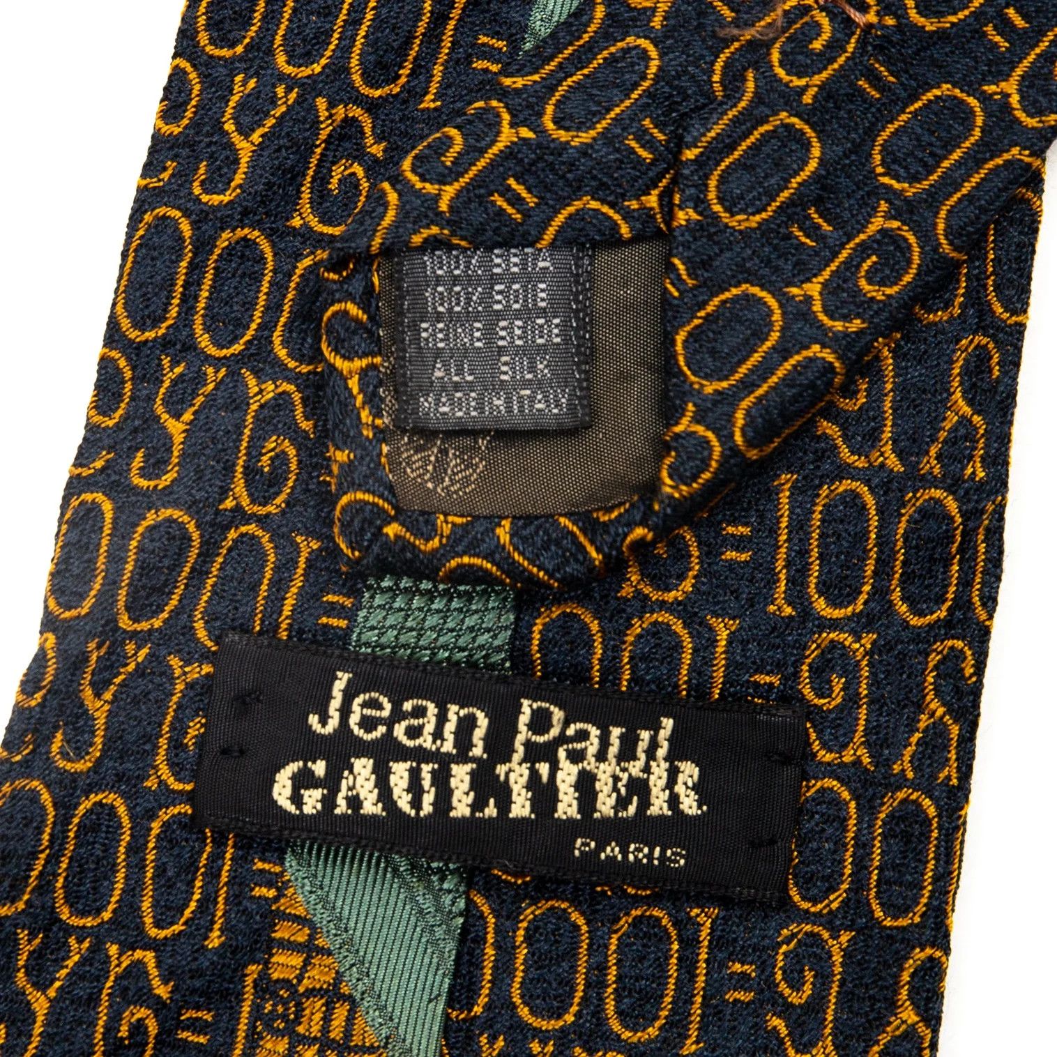 Jean Paul Gaultier Silk Manager Guard Tie in Orange, Green, and Black Size ONE SIZE - 11 Thumbnail