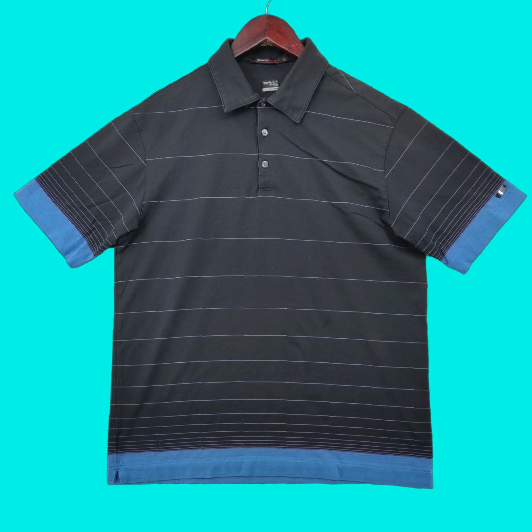 Nike VINTAGE Nike Tiger Woods Collection Golf Polo Shirt Mens M Black Striped Size US M / EU 48-50 / 2 - 1 Thumbnail