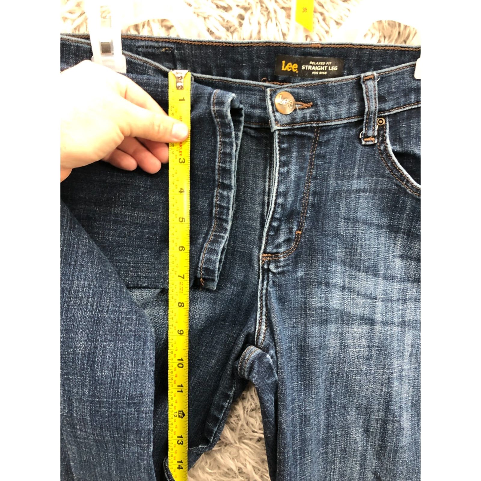 Lee Lee Jeans Womens Size 8L Mid Rise Dark Wash Blue Denim Relaxed Straight Leg Jeans - 5-Pocket Comfort Style Mens? (Wait) Size 30" / US 8 / IT 44 - 4 Thumbnail