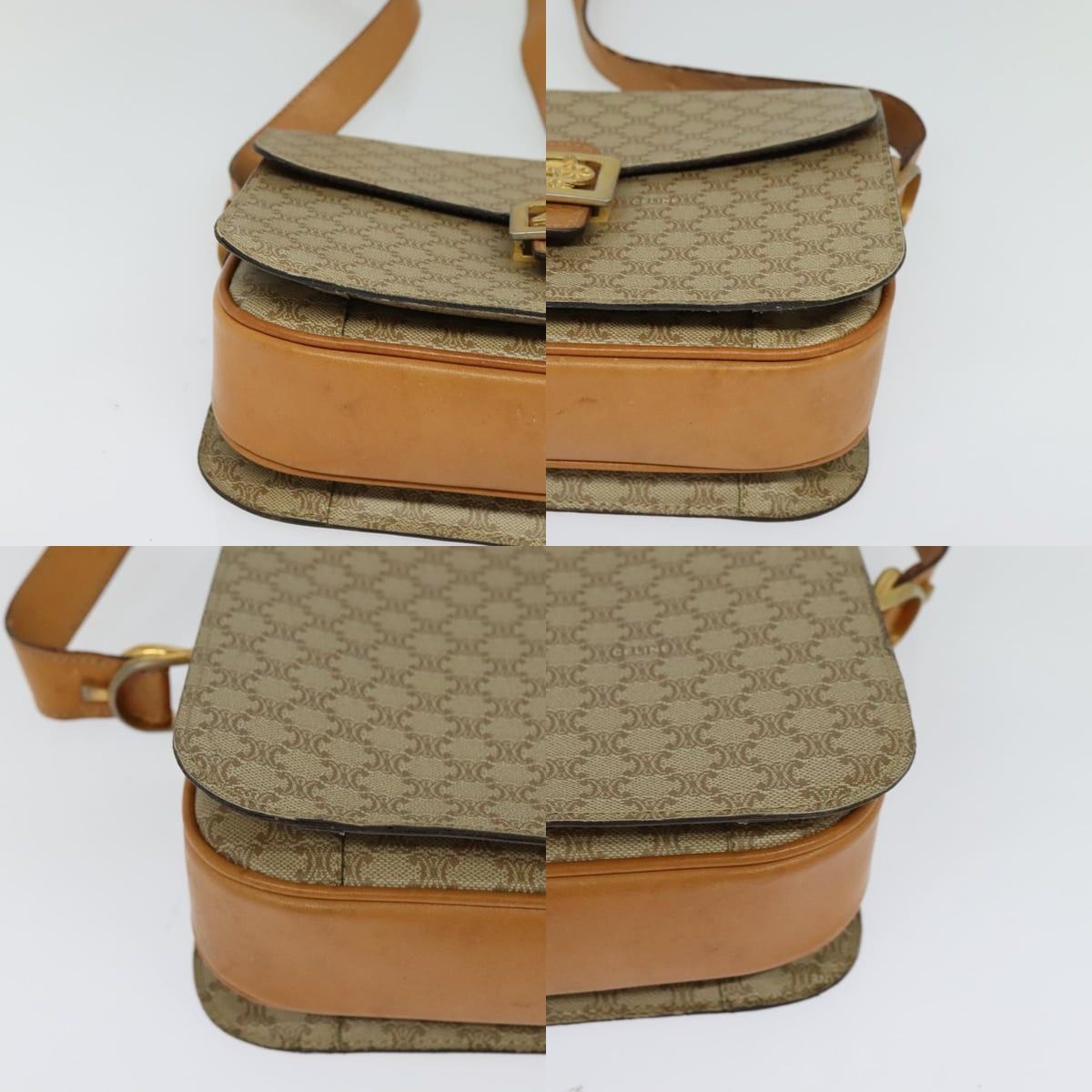 Celine CELINE Macadam Canvas Horse Carriage Shoulder Bag Beige Gold Size ONE SIZE - 10 Thumbnail