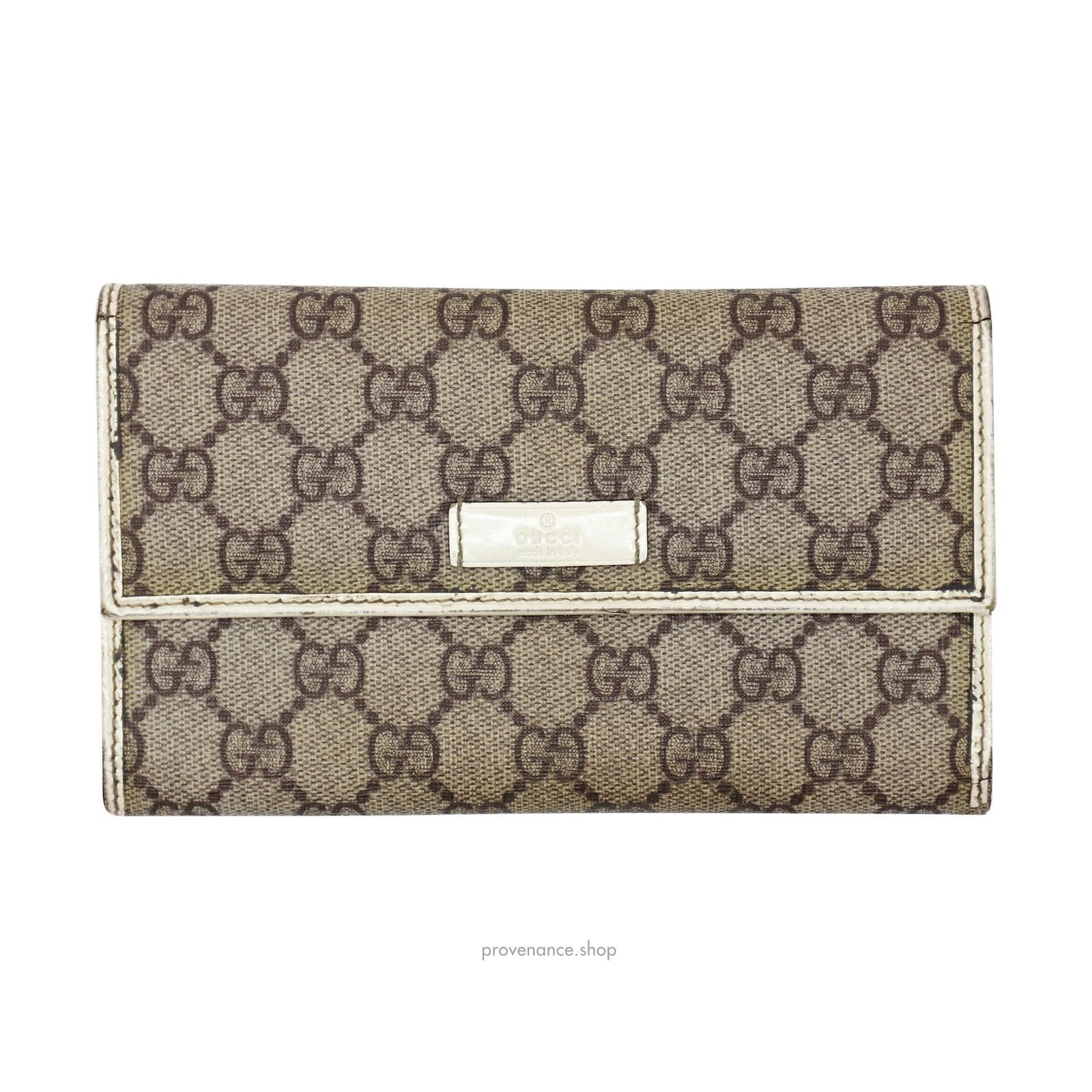 Gucci 🔴 Gucci Long Wallet - GG Supreme Brown/White Size ONE SIZE - 1 Thumbnail