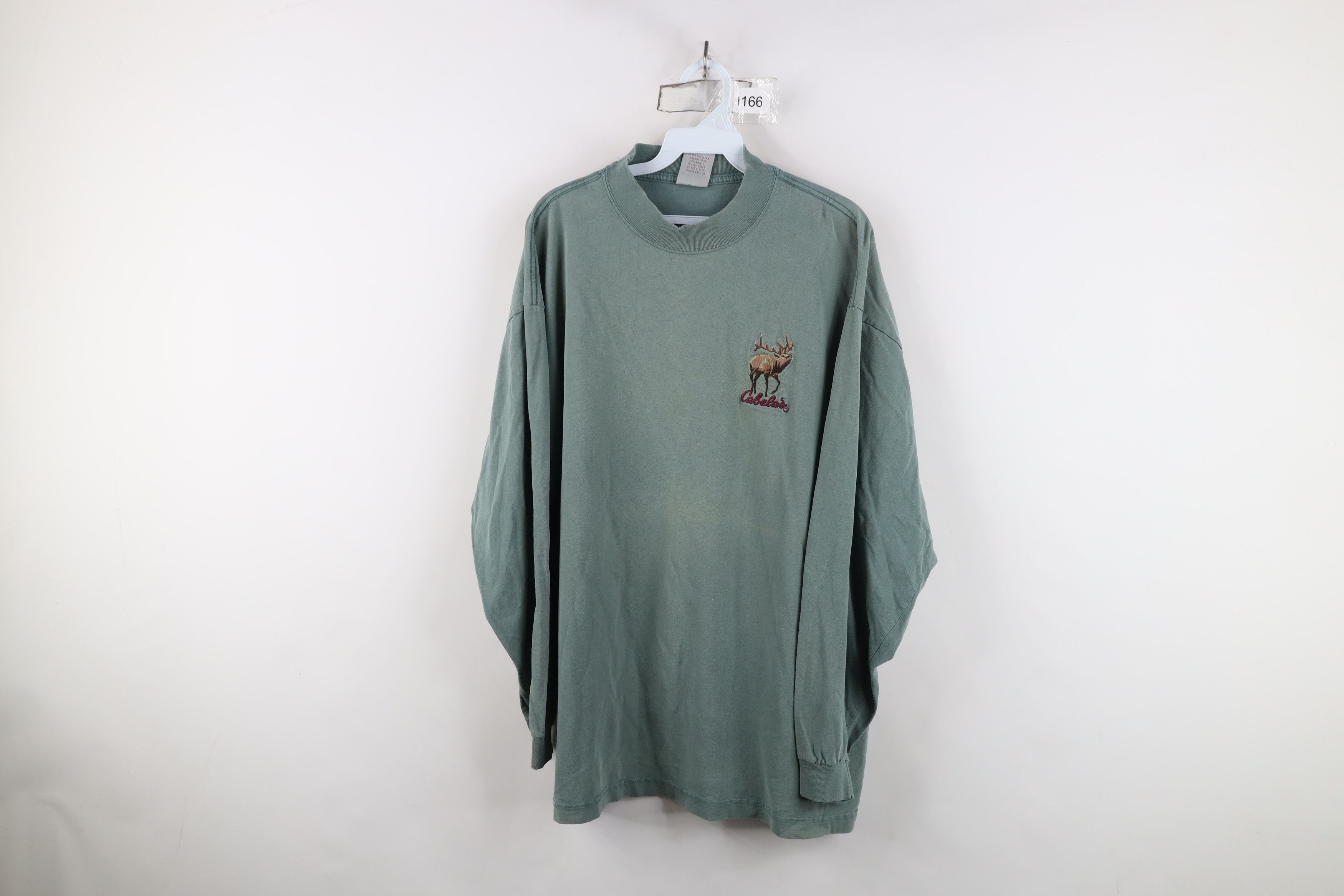 Cabelas Vintage 90s Cabelas Spell Elk Mock Neck Long Sleeve T-Shirt Size US XL / EU 56 / 4 - 1 Thumbnail