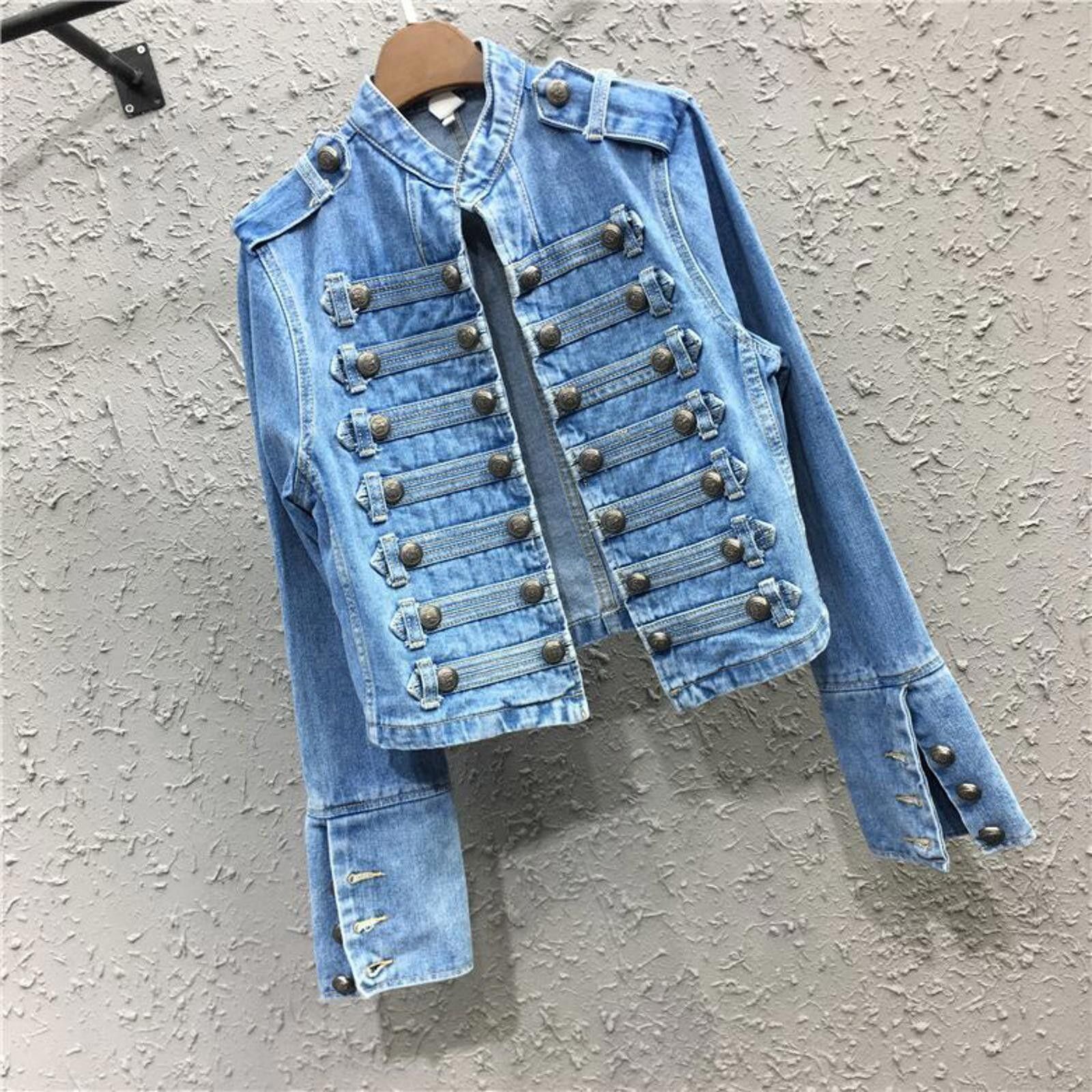 Other Black Military Style Denim Jacket, Fitted Jean Jacket Size US XL / EU 56 / 4 - 9 Thumbnail