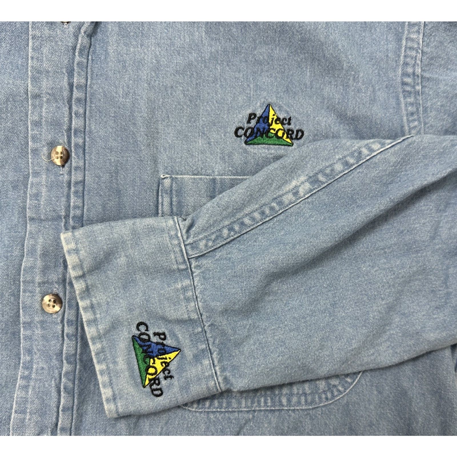 Denime VINTAGE Vantage Denim Shirt Men Small Button-Down Solid Blue 90s Casual Jeans Workwear USA Made Size US S / EU 44-46 / 1 - 2 Thumbnail