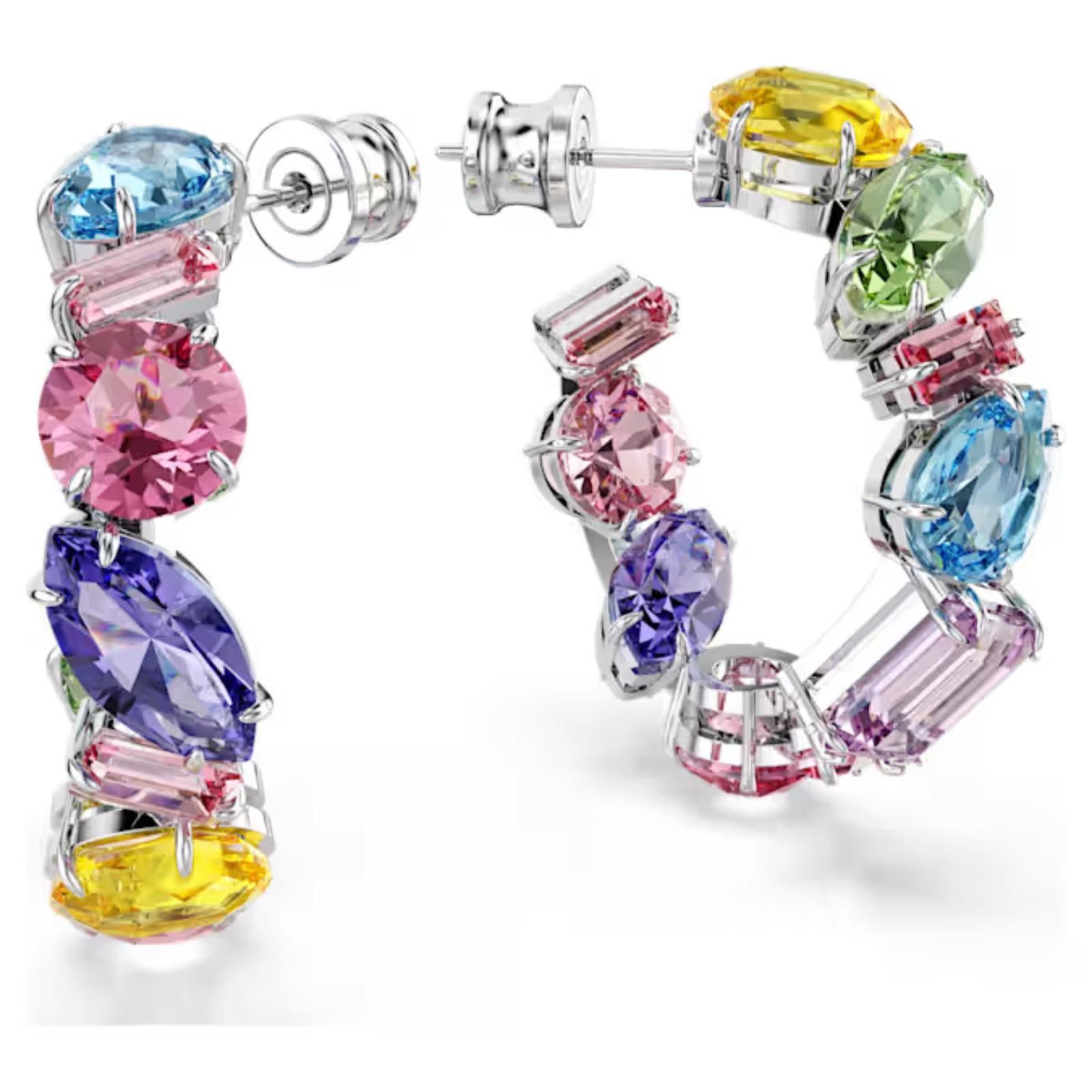 Swarovski Swarovski Gema Asymmetrical Multicolor Hoop Earrings Size ONE SIZE - 3 Thumbnail