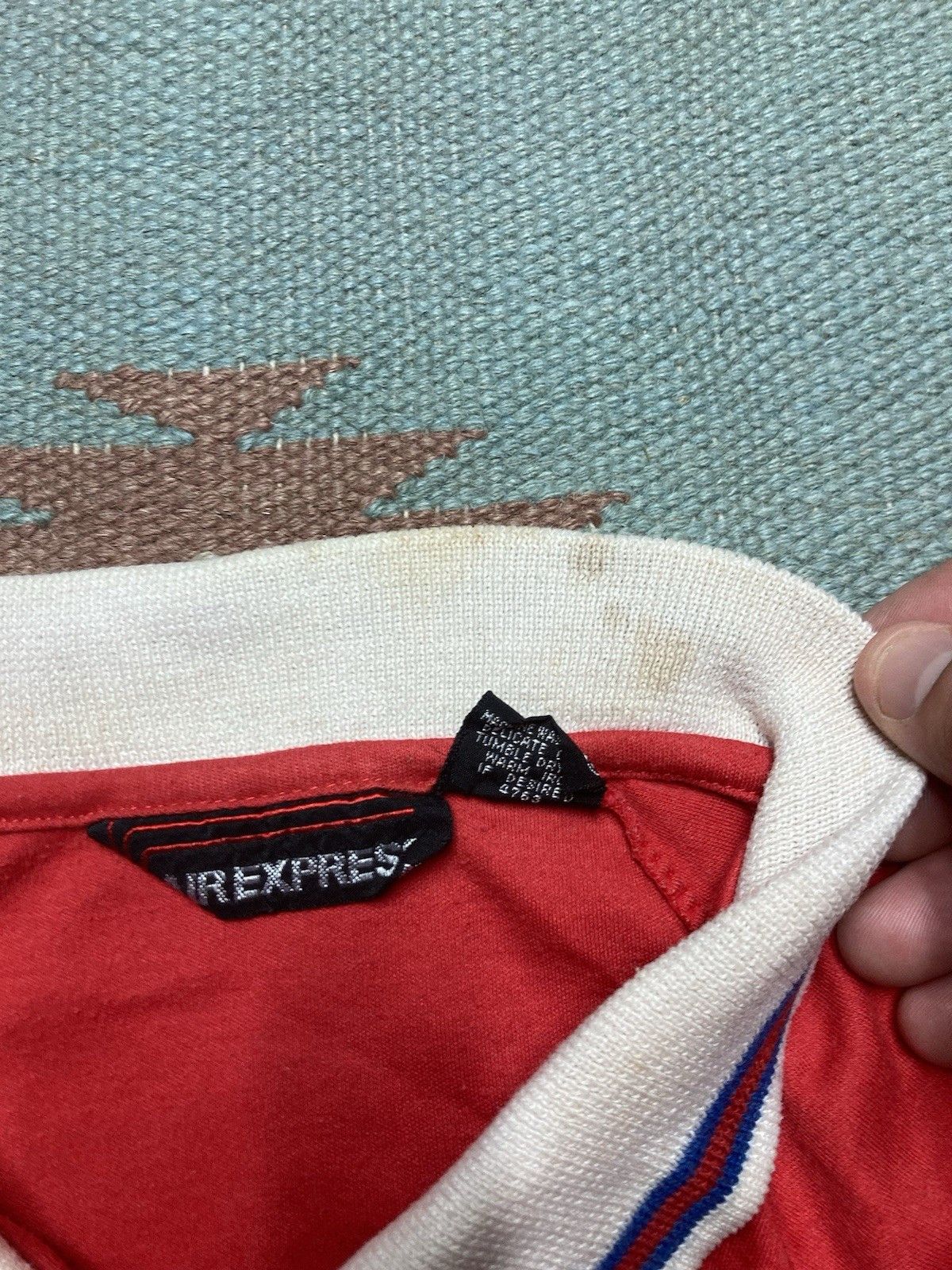 Vintage Vintage 70s polo shirt soft red white boxy cropped large Size US L / EU 52-54 / 3 - 6 Thumbnail