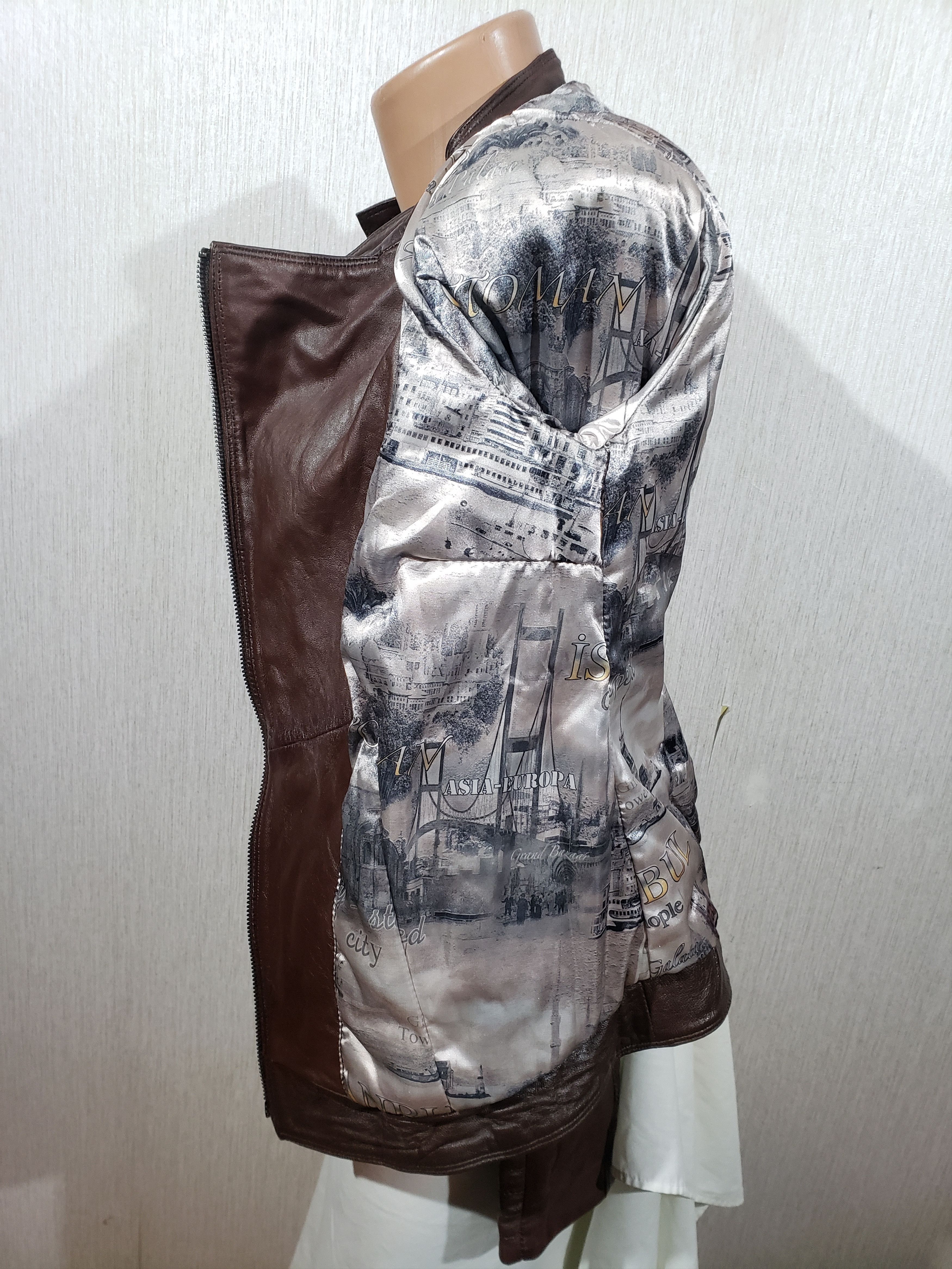 Designer Women's leather jacket made of genuine brown leather. Size S / US 4 / IT 40 - 10 Thumbnail