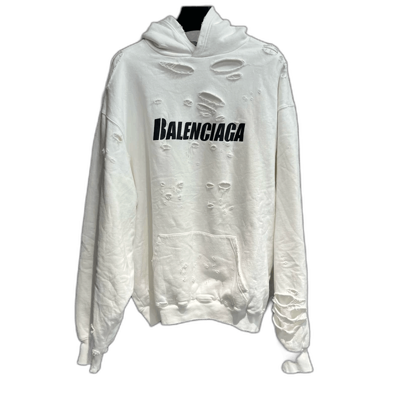 Balenciaga Balenciaga White Logo Oversized Hoodie Sweatshirt Size US XS / EU 42 / 0 - 1 Thumbnail