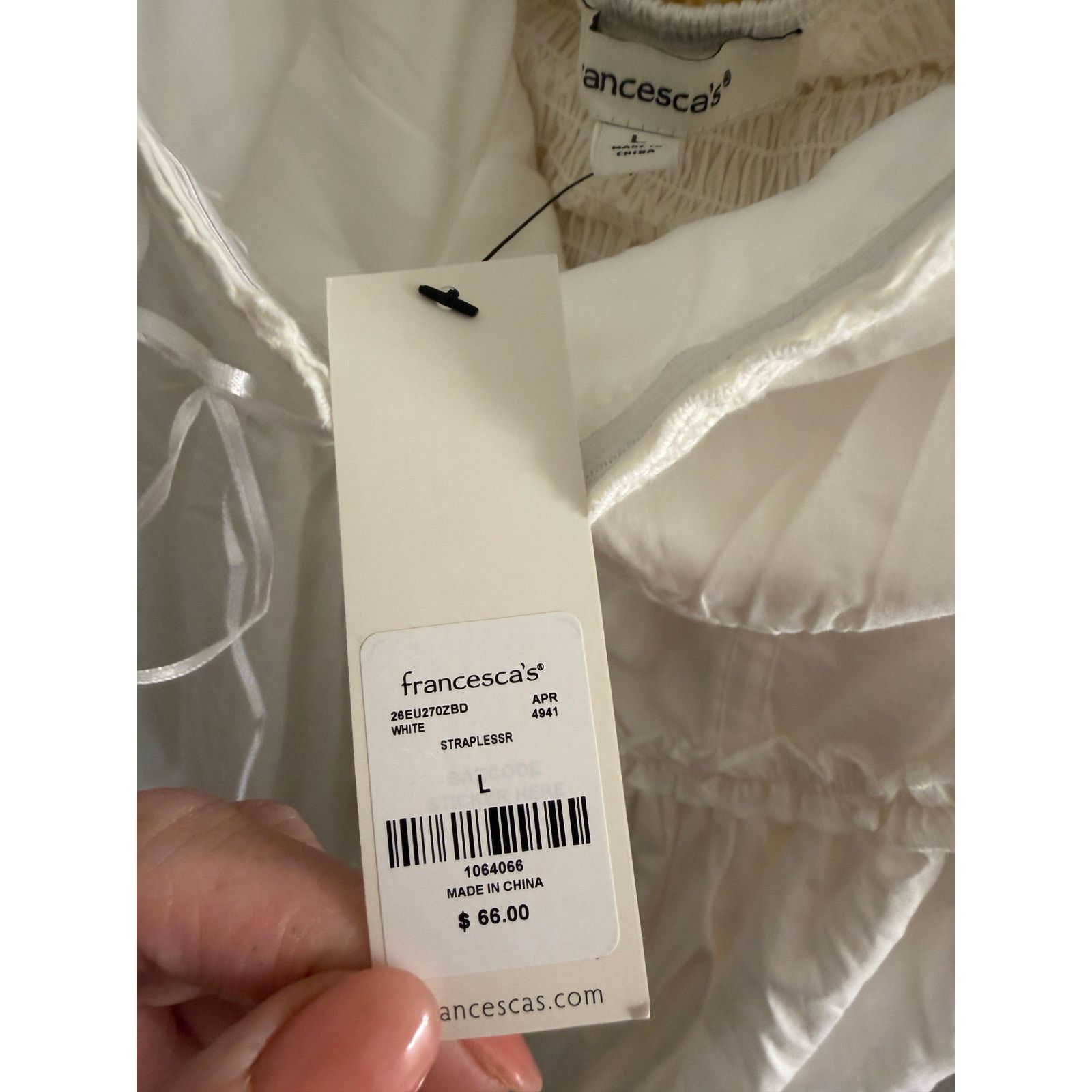 Other Francesca's White Strapless Corset Ruffle Hem Mini Dress Size L / US 10 / IT 46 - 8 Thumbnail