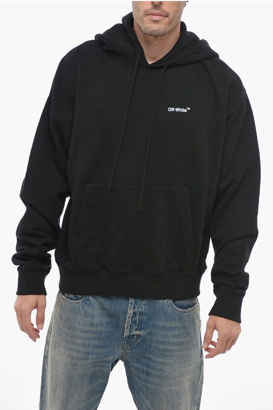 image of Off White Permanent Fleece Cotton Caravaggio Deposition Hoodie in Black, Men's (Size 2XS)