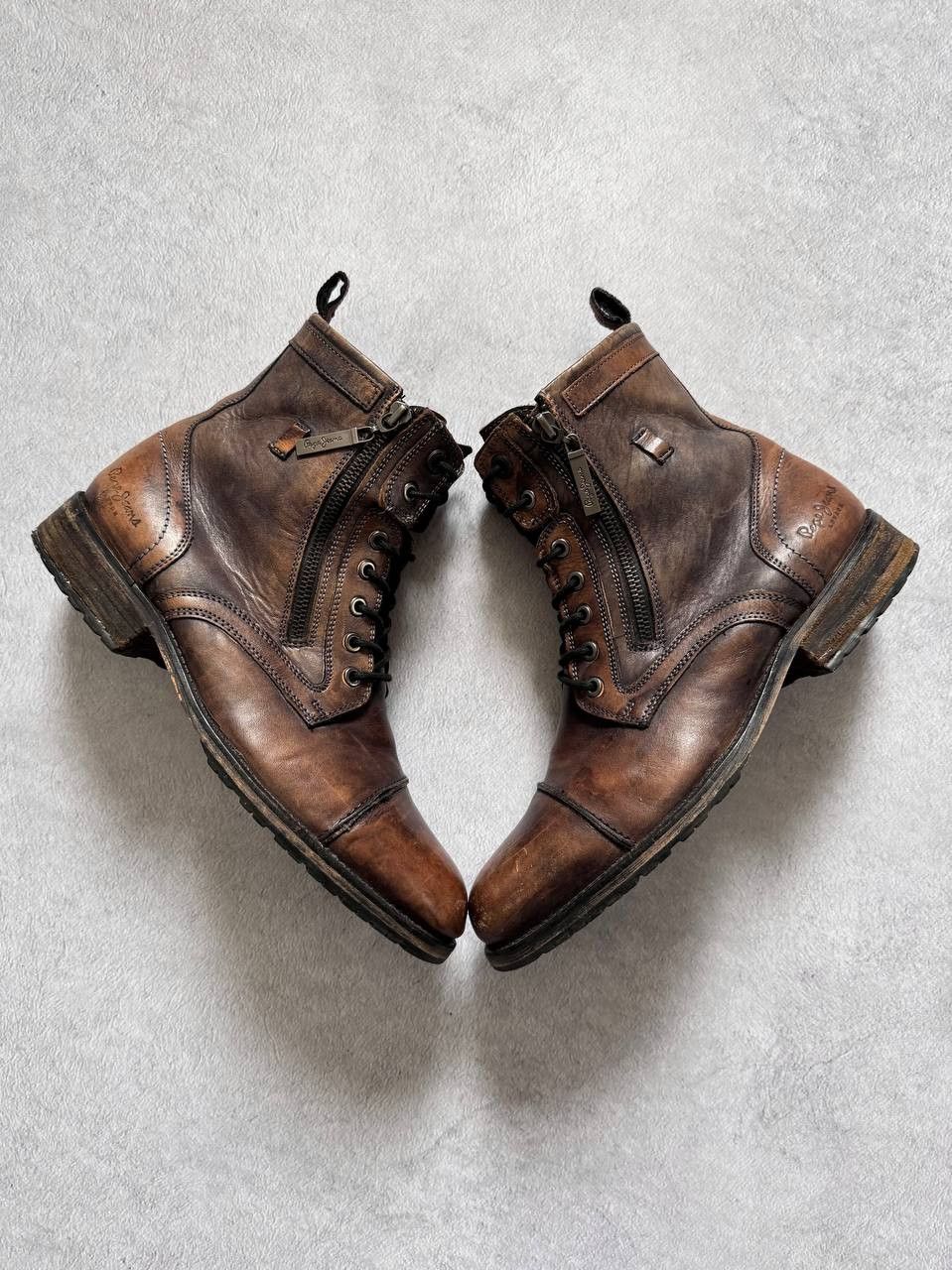 Pepe Jeans Pepe Jeans Distressed Leather Combat Boots Brown Size US 10 / EU 43 - 2 Thumbnail