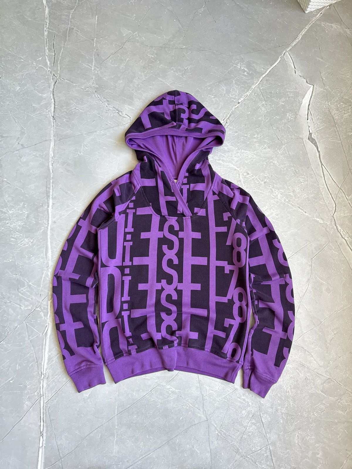 Diesel Vintage 00s Diesel Monogram Spellout avant garde Hoodie y2k Size US L / EU 52-54 / 3 - 2 Thumbnail