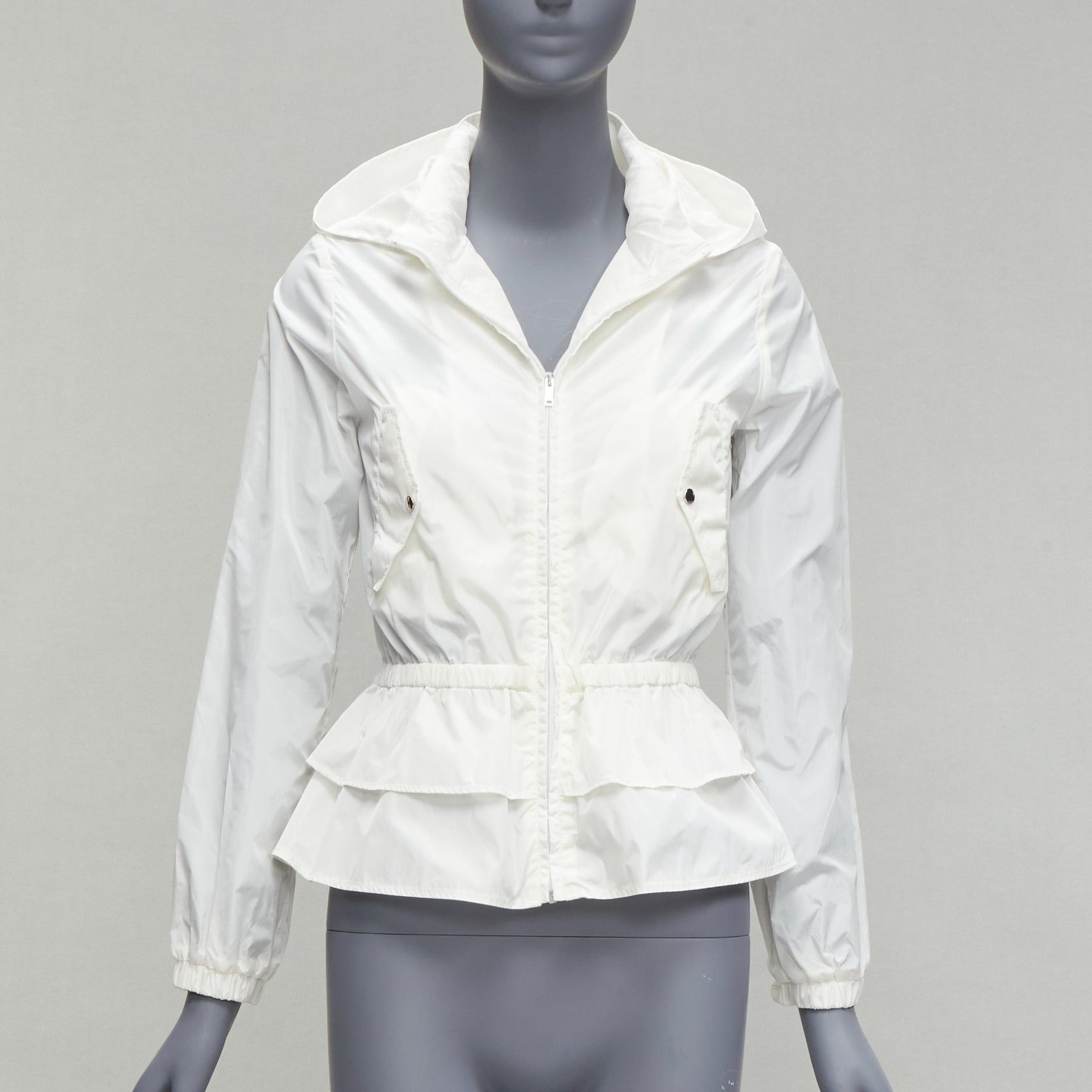 Gucci new GUCCI Kidswear ivory GG monogram logo peplum hooded jacket 12Y Size XS / US 0-2 / IT 36-38 - 1 Thumbnail