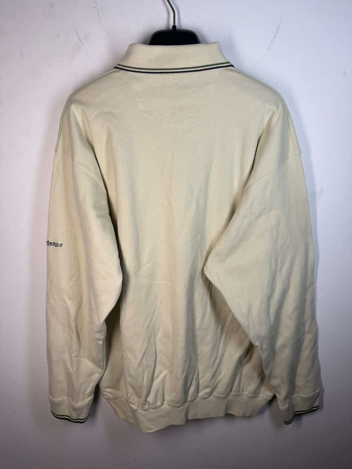 Yves Saint Laurent 90s Beige YSL Sweatshirt 1/4 Button Up Sweater Rugby Shirt Size US XL / EU 56 / 4 - 13 Thumbnail