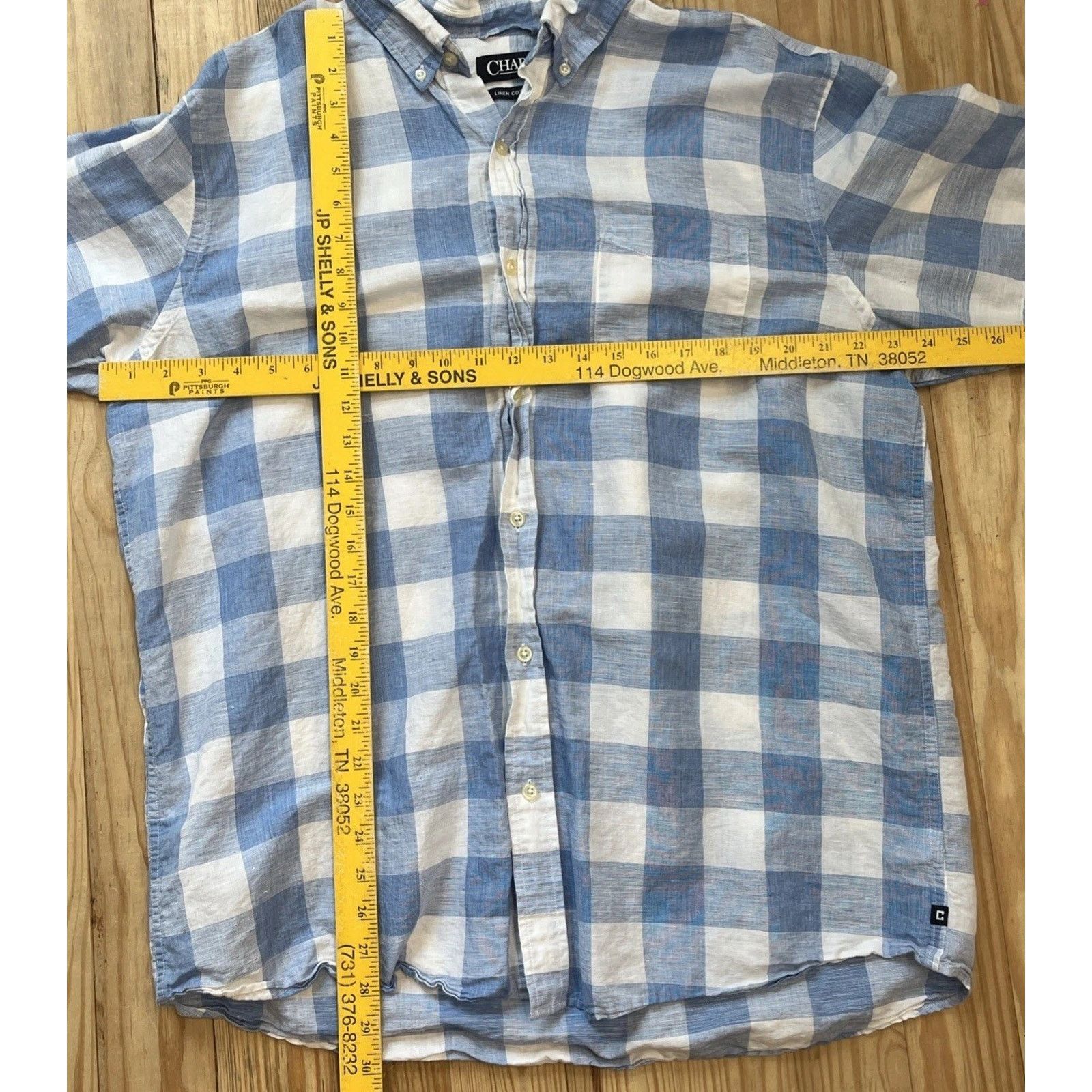 Chaps Chaps Shirt Mens Sz XL LINEN Button Front Blue White Buffalo Size US XL / EU 56 / 4 - 4 Thumbnail