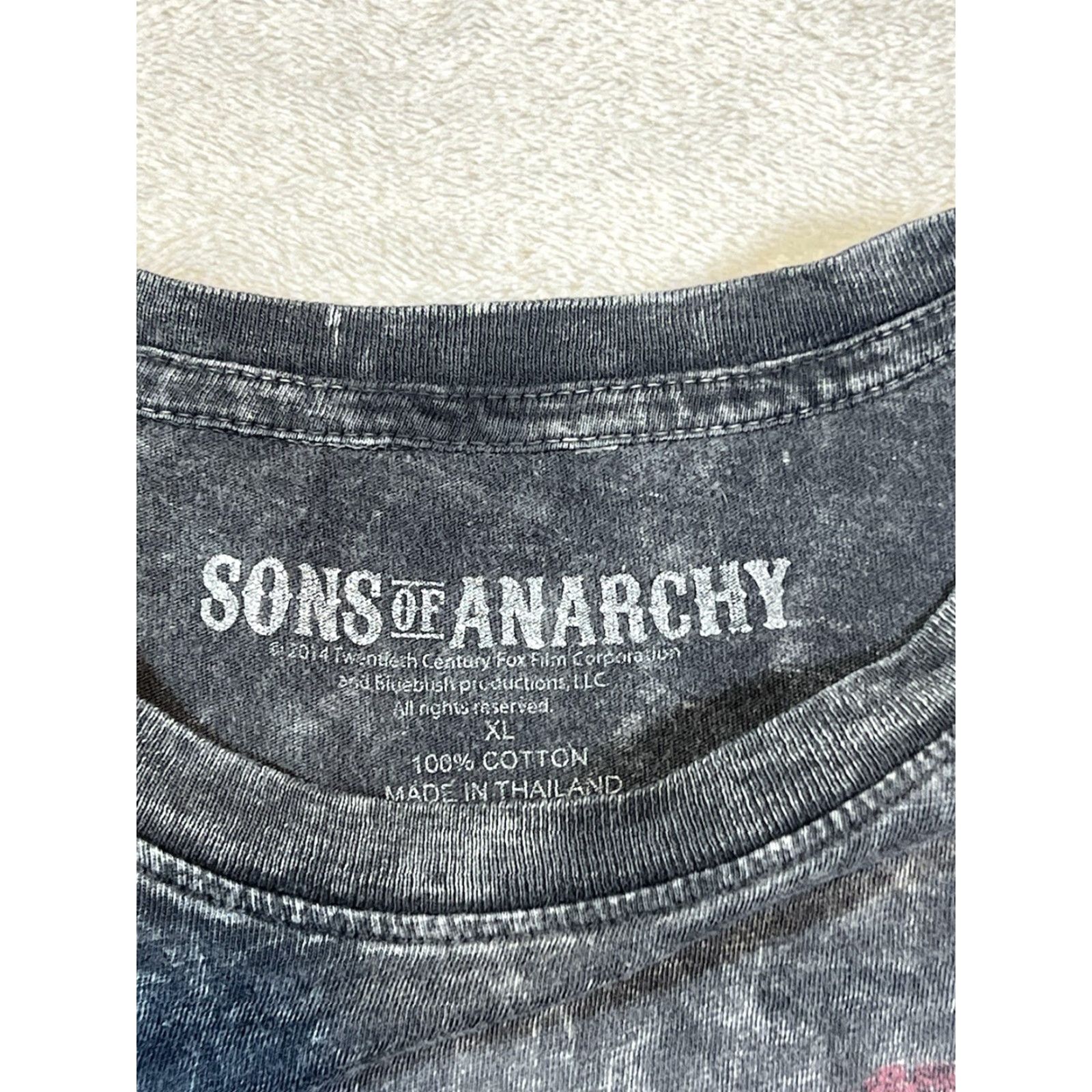 Vintage Sons of Anarchy Shirt Short Sleeve T-Shirt 2014 Grey Tye Dye Reaper Flag Size XL Mens Size US XL / EU 56 / 4 - 5 Thumbnail