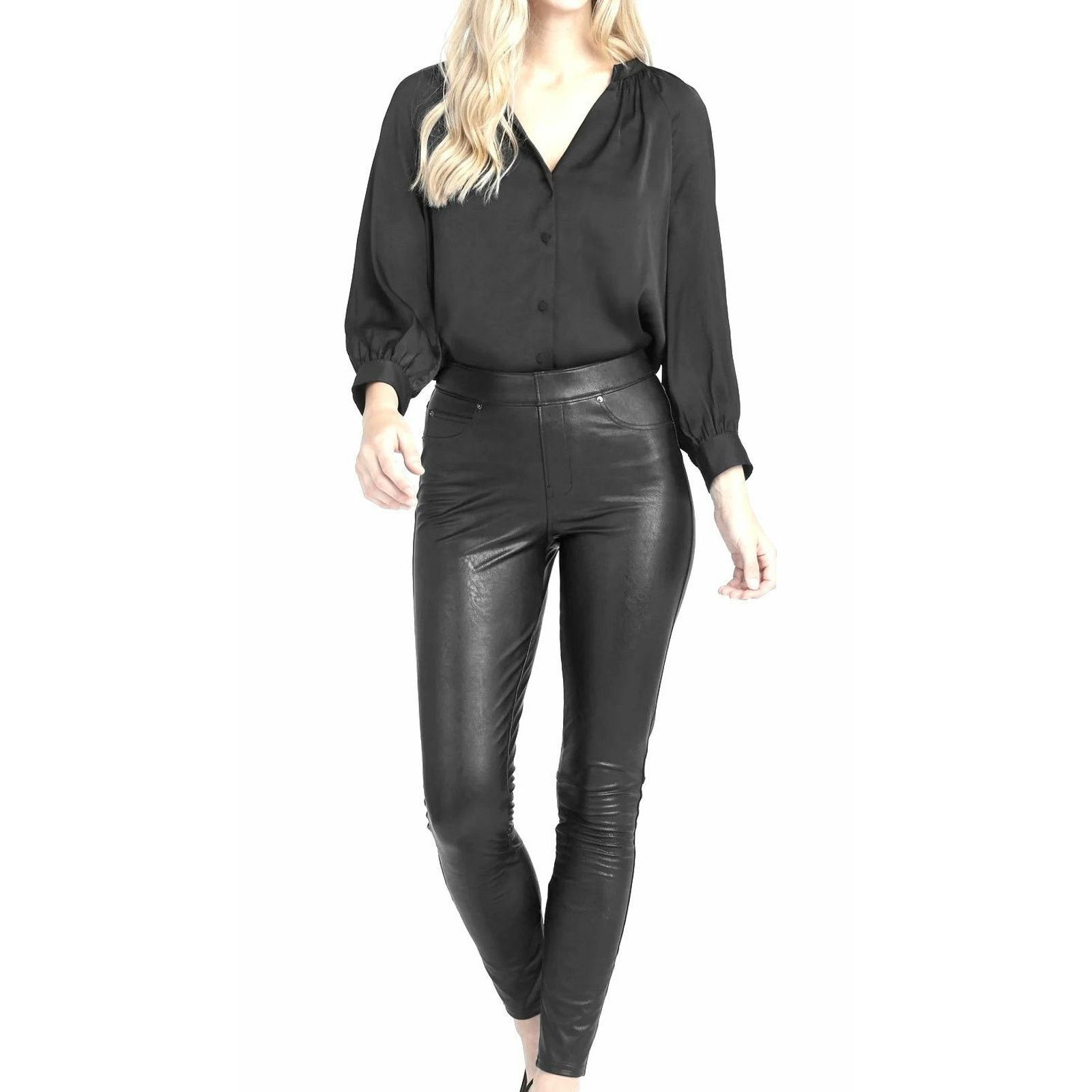 Spanx NEW SPANX Black Faux Leather Ankle Skinny Pants Size S $148 Size 28" / US 6 / IT 42 - 1 Thumbnail
