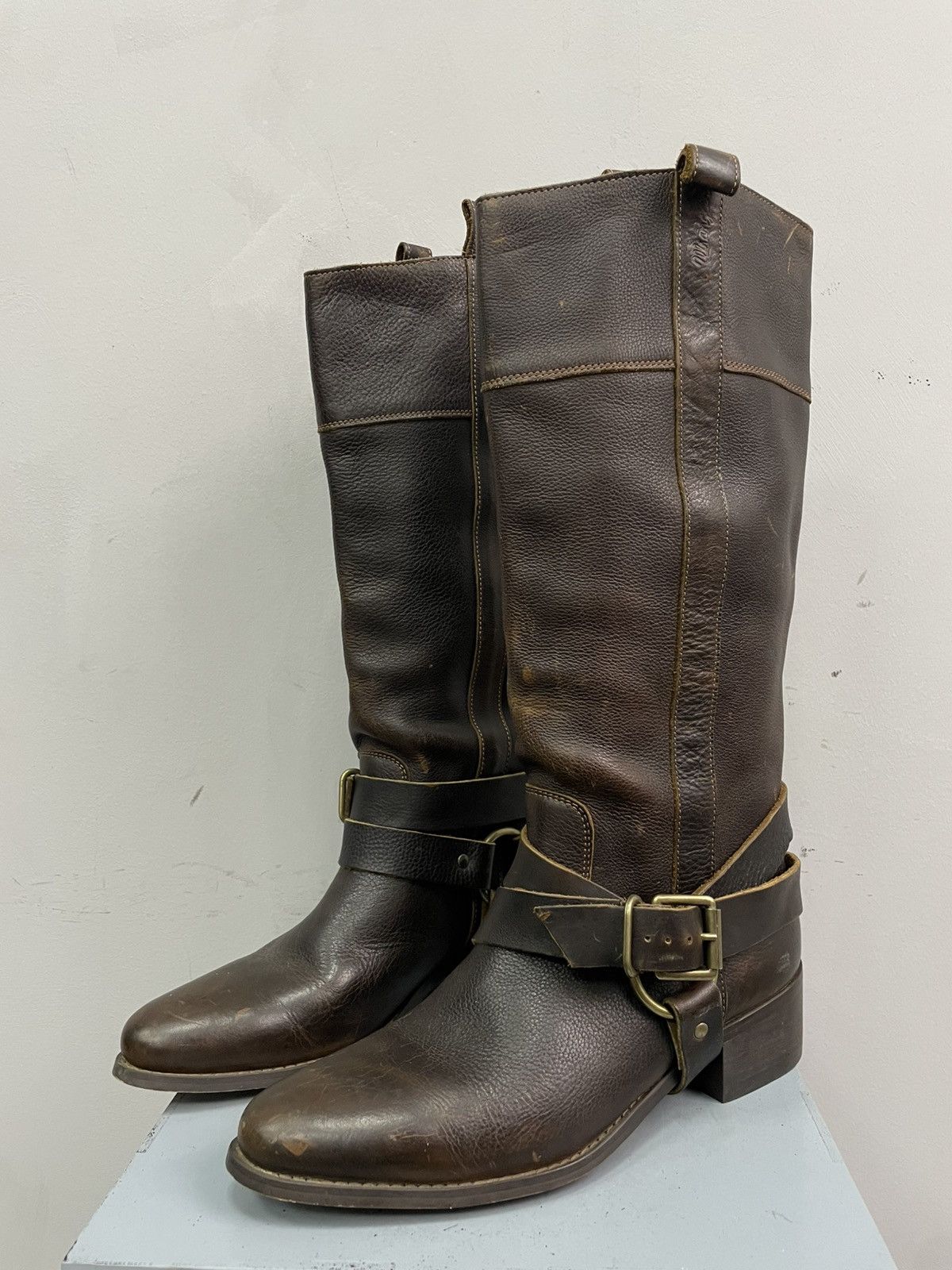 Rare Western guidi style leather ankle moto boots 90s